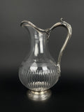 19th Century French Sterling Silver & Crystal Pitcher By Tetard Freres