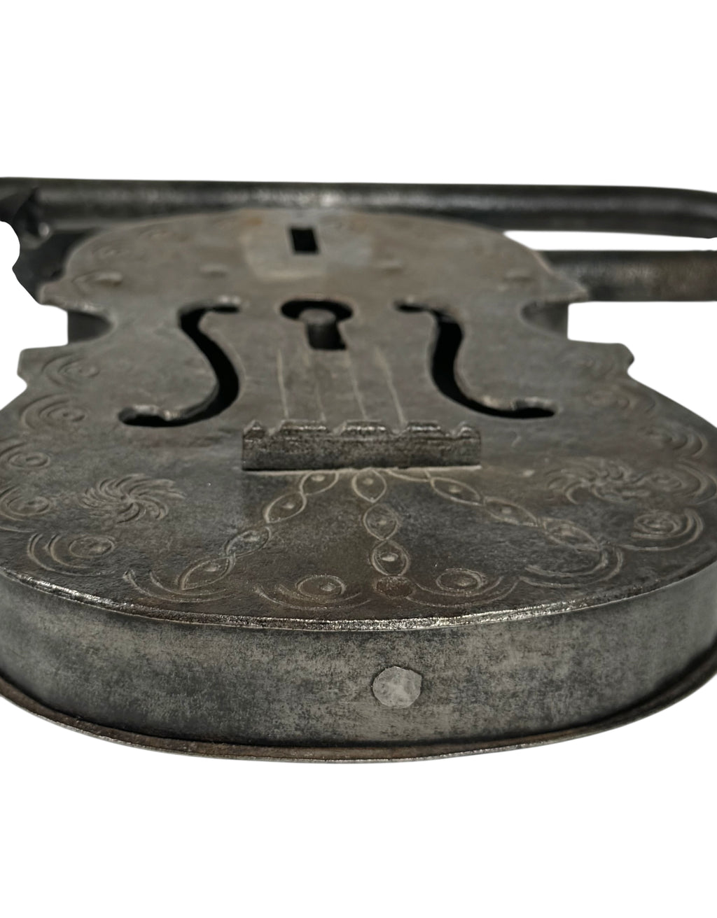 19th Century Hand Made Wrought Iron Violin Shape Lock