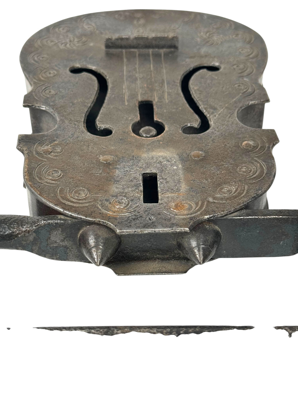 19th Century Hand Made Wrought Iron Violin Shape Lock