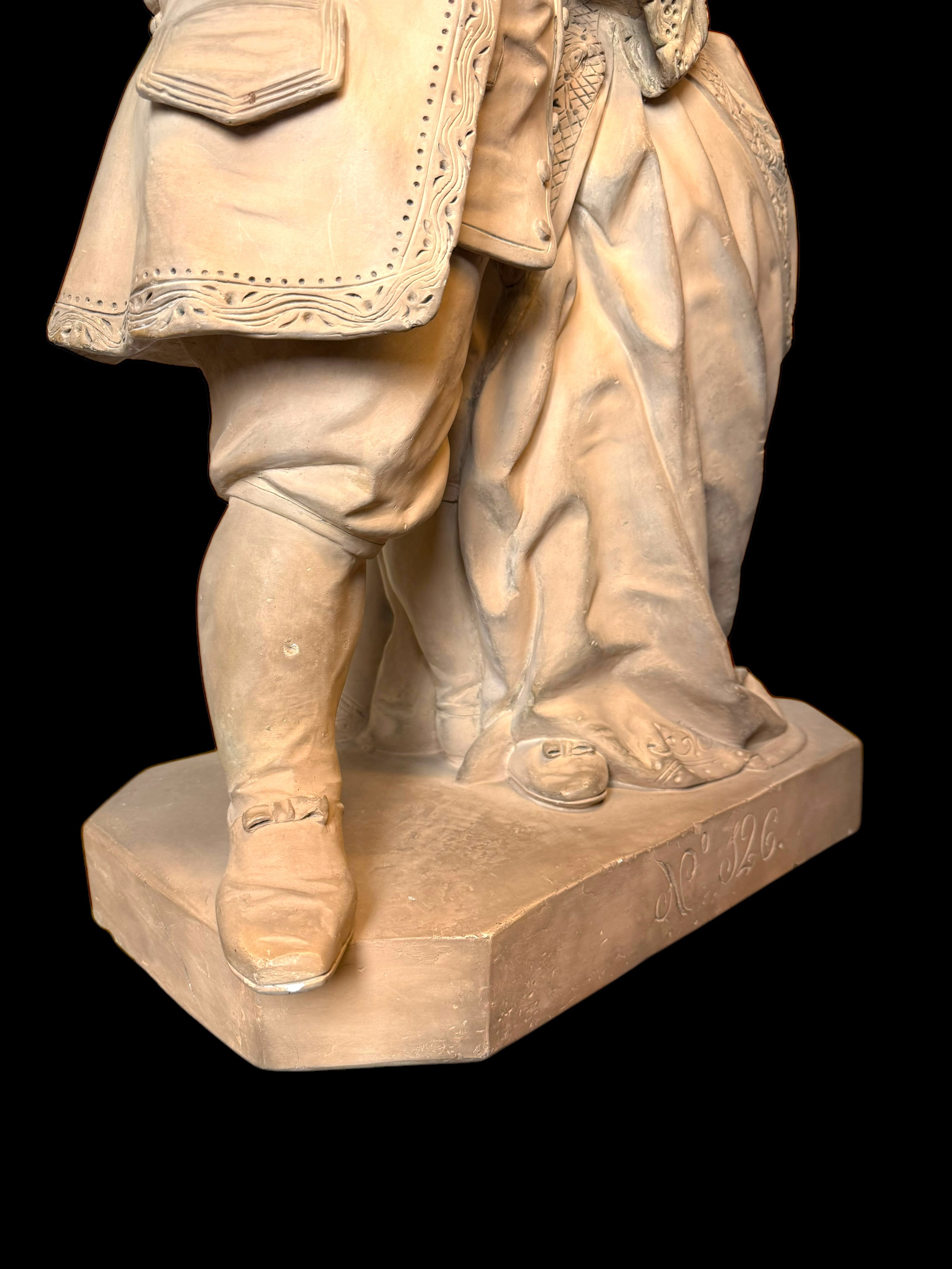 A Large 19th Century French Terra Cotta Sculpture Of A Loving Couple