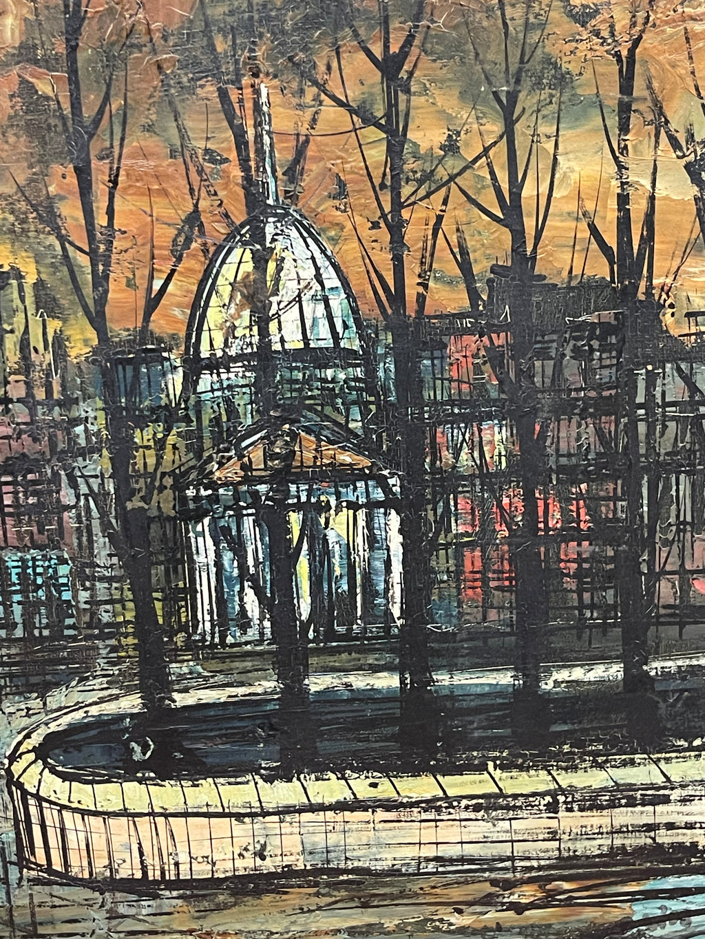 A Large Antique Oil On Canvas Painting of Paris