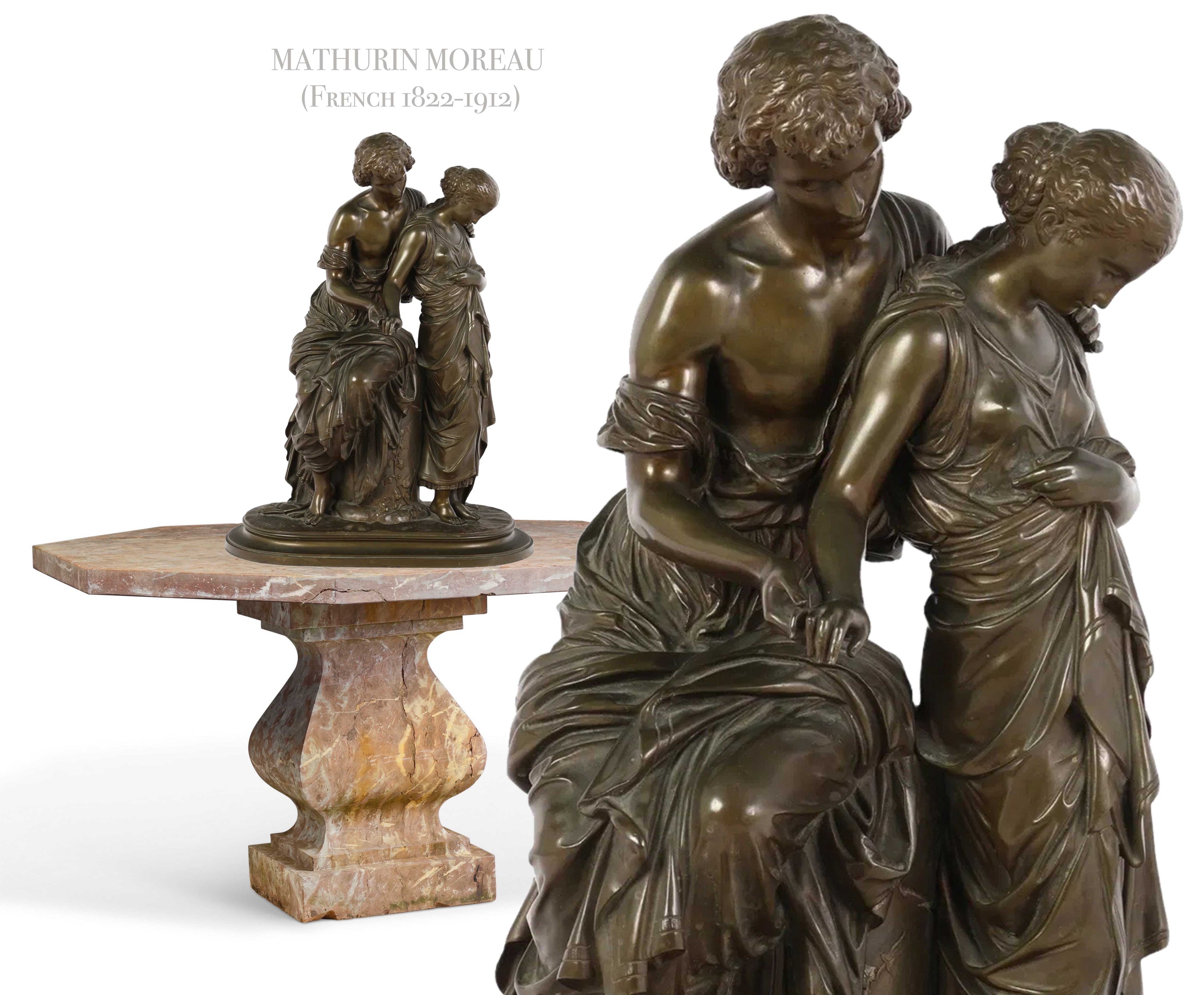 Mathurin Moreau Eurydice & Orpheus Bronze Statue