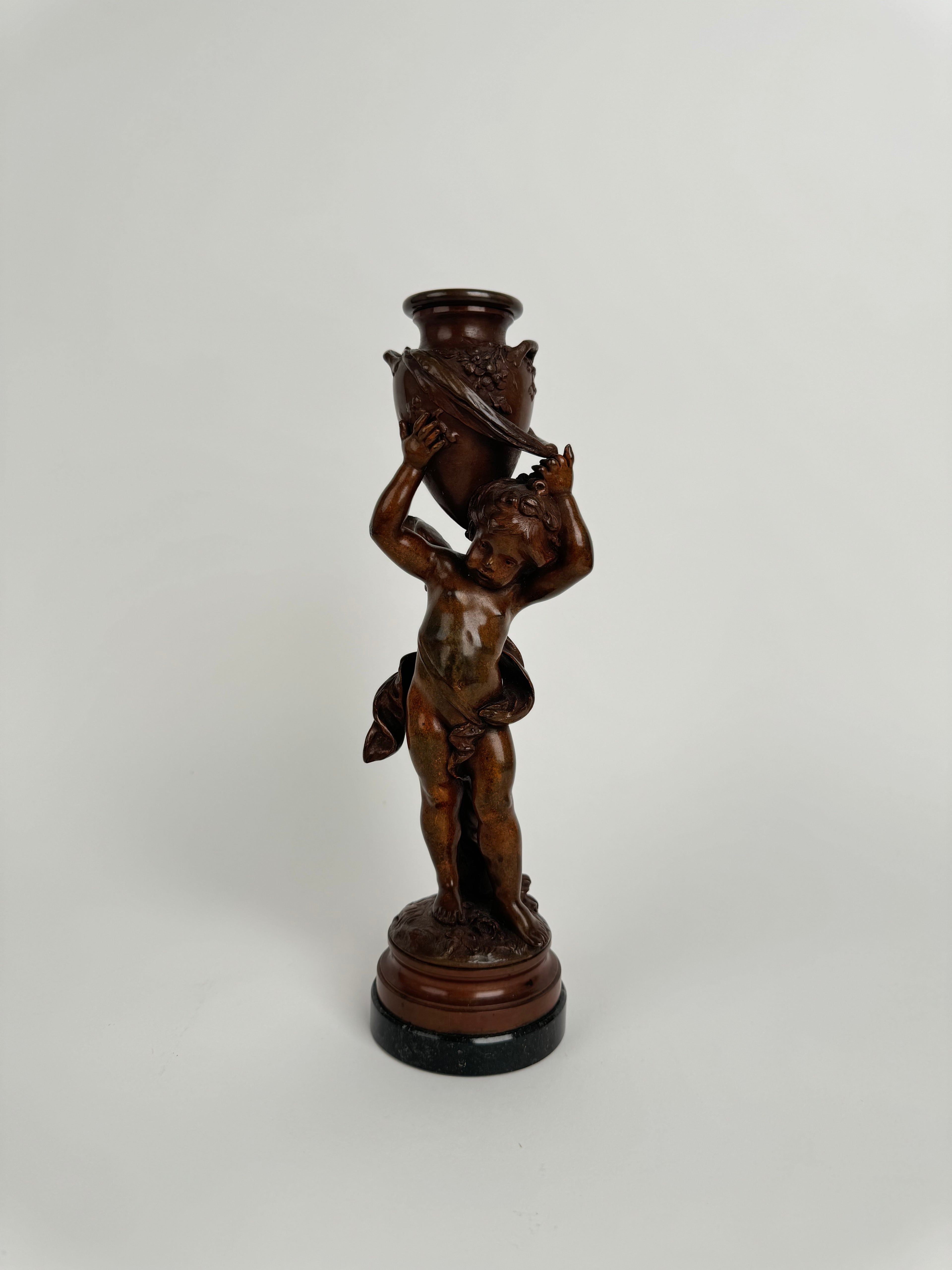 Magnificent Pair Of French Patinated Bronze Candlesticks By Moreau, Circa 1880