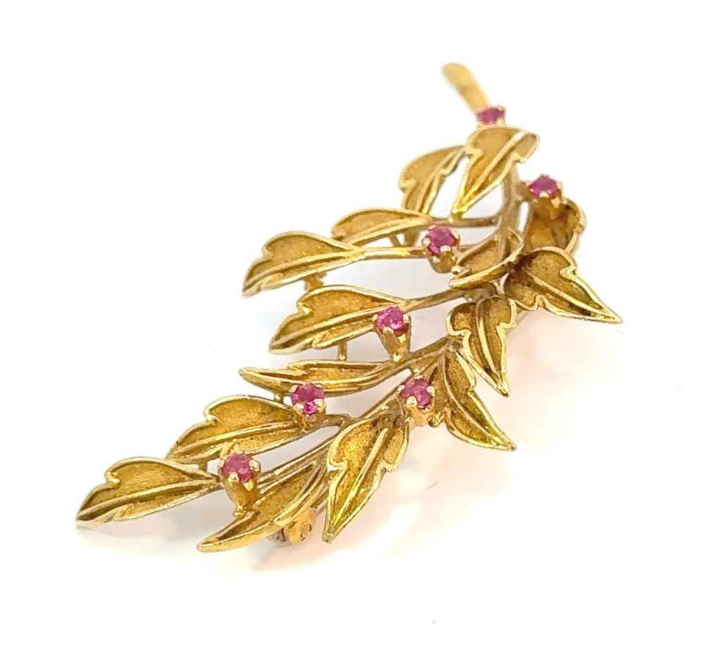 Tiffany & Co 18k Yellow Gold & Ruby Brooch