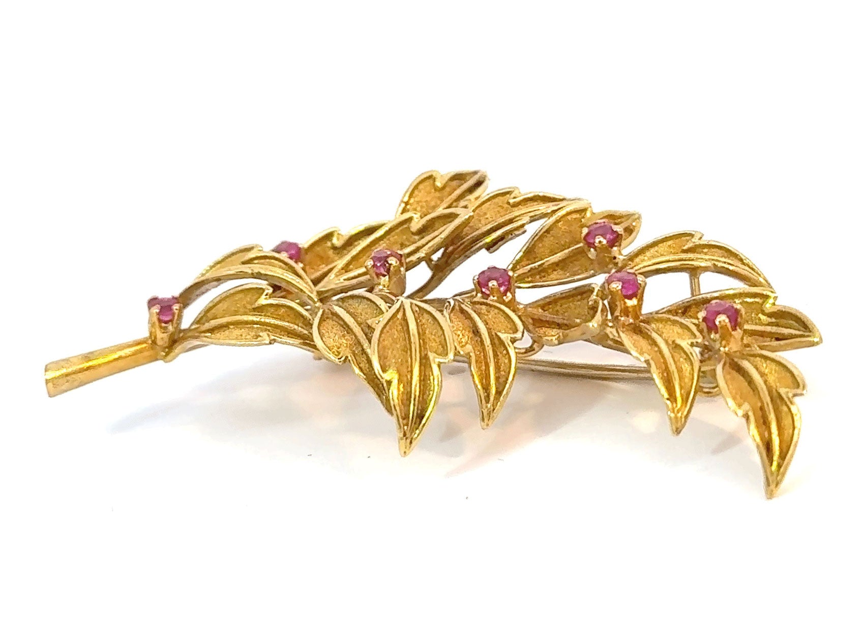 Tiffany & Co 18k Yellow Gold & Ruby Brooch