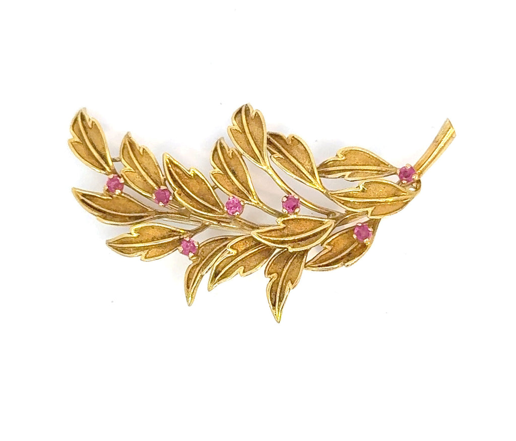 Tiffany & Co 18k Yellow Gold & Ruby Brooch