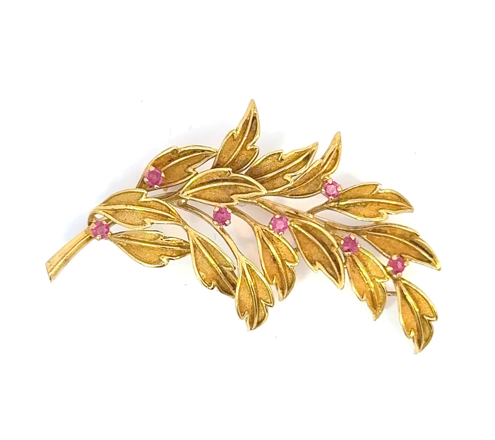 Tiffany & Co 18k Yellow Gold & Ruby Brooch