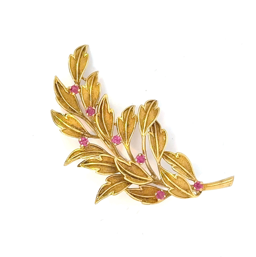 Tiffany & Co 18k Yellow Gold & Ruby Brooch