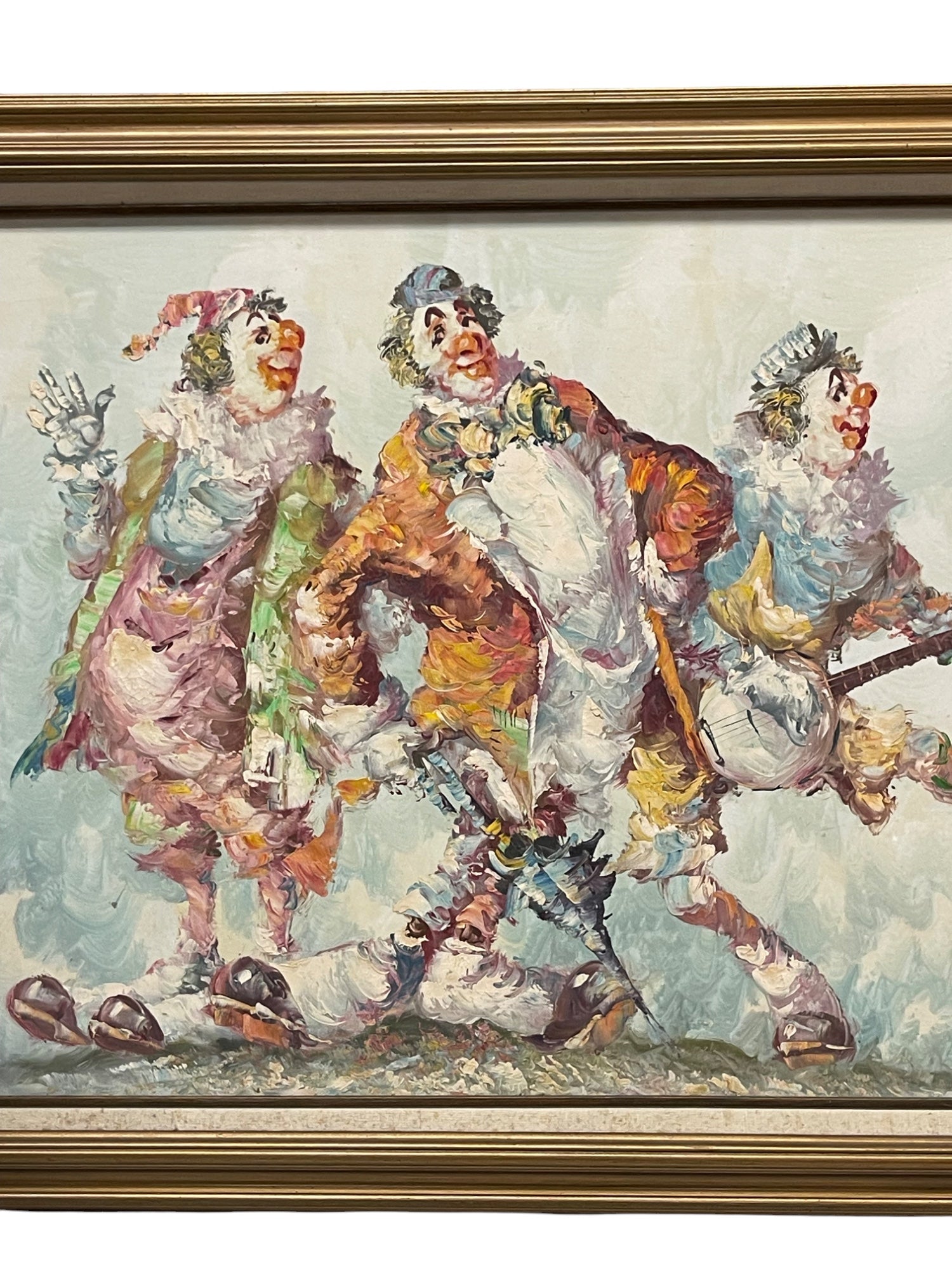 Oil On Canvas Depicting of Clown Musicians