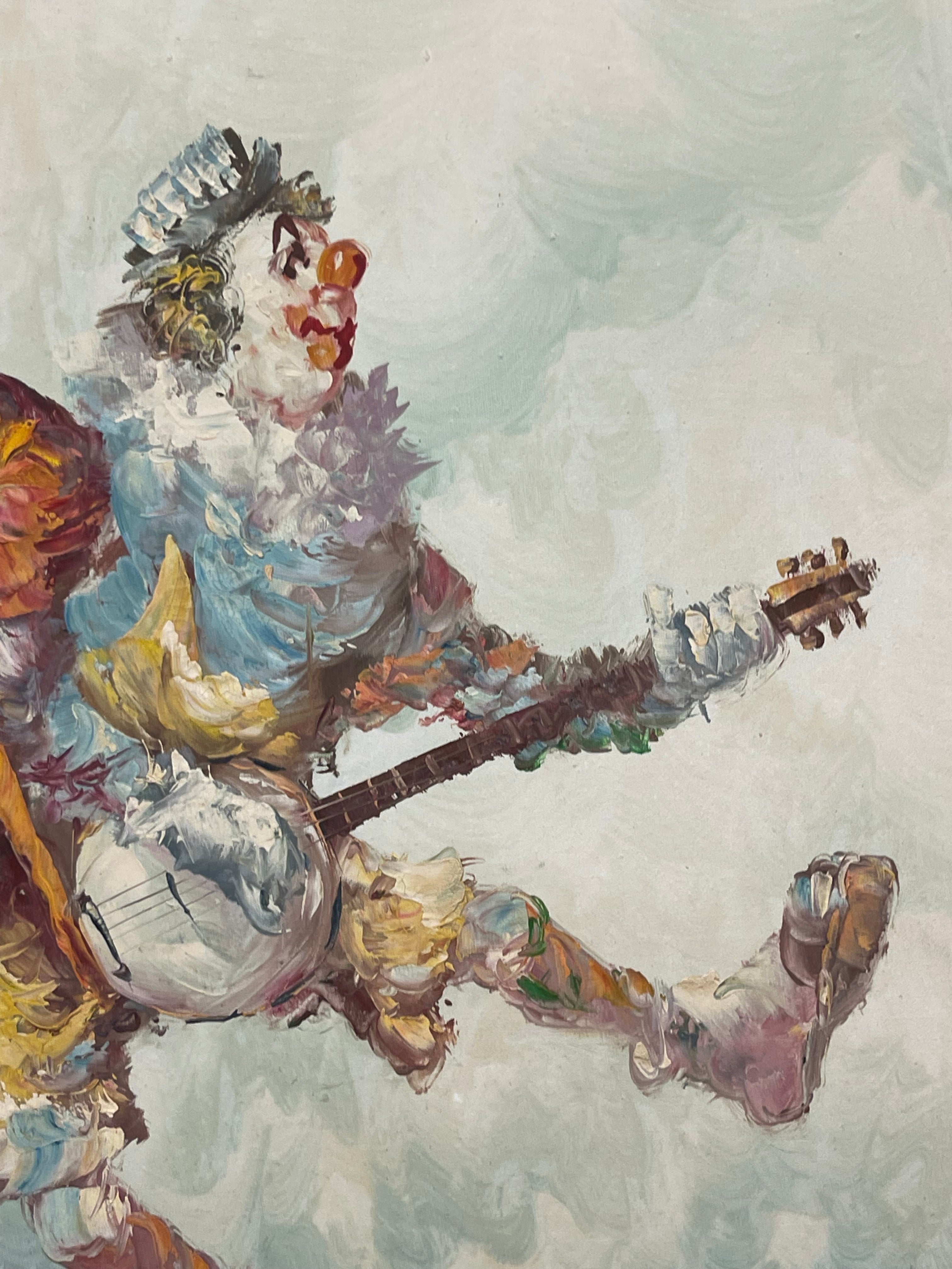 Oil On Canvas Depicting of Clown Musicians