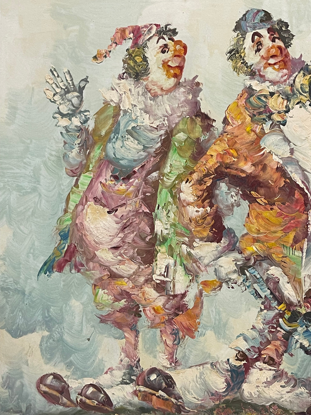 Oil On Canvas Depicting of Clown Musicians
