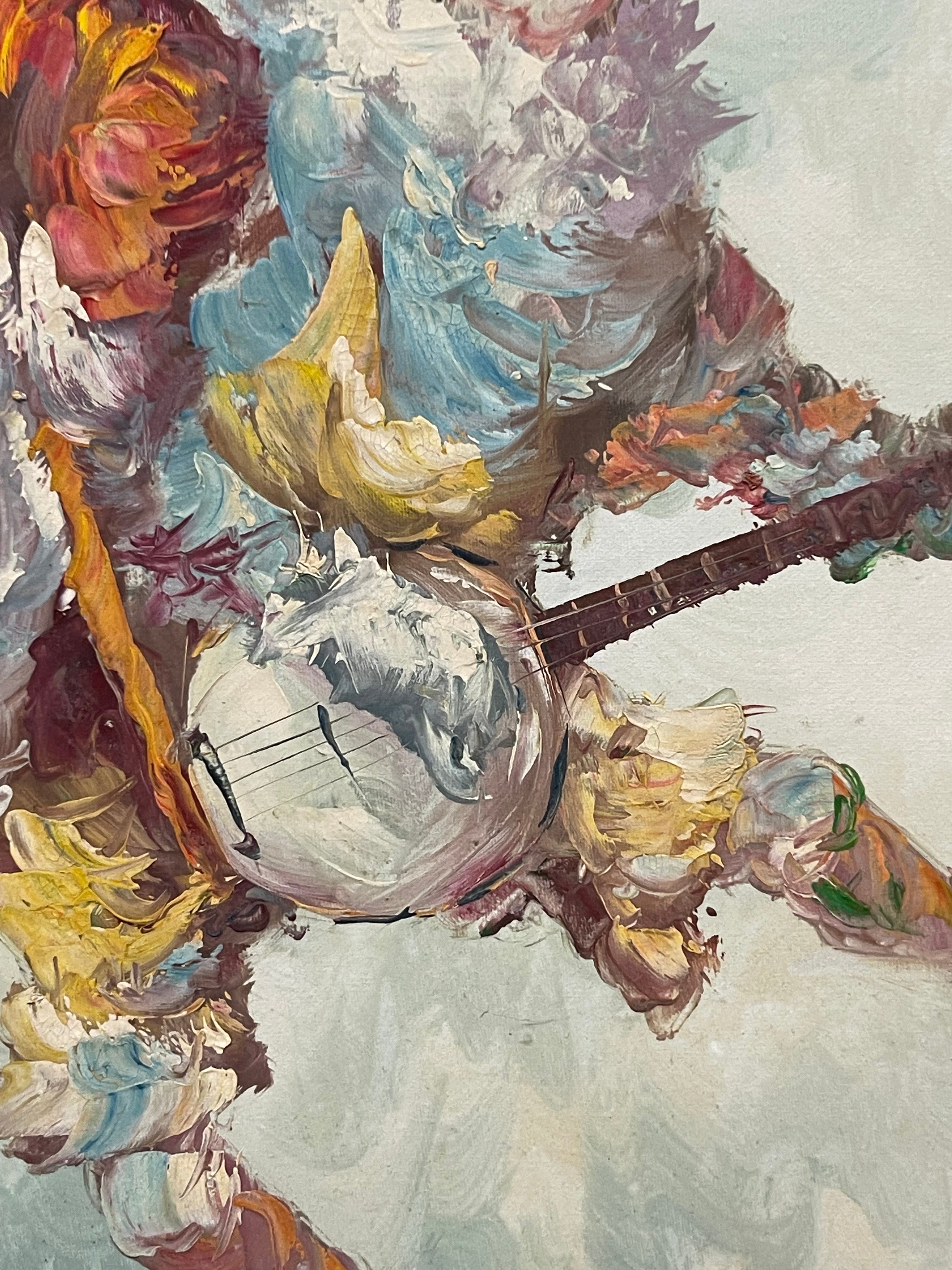 Oil On Canvas Depicting of Clown Musicians