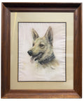 Very Large Pastel on Paper Painting Of Shepherd Dog