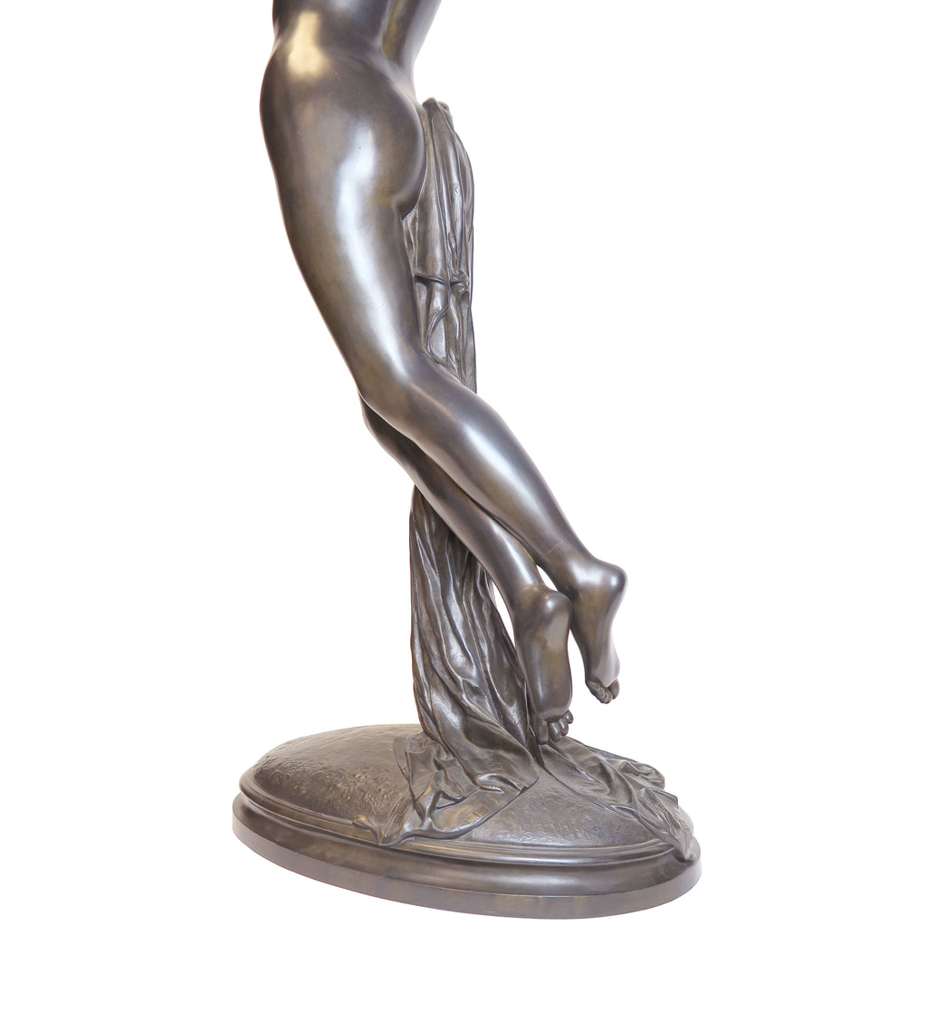 Very Large Early 20th Century French Bronze Figure of a Maiden Signed Collet