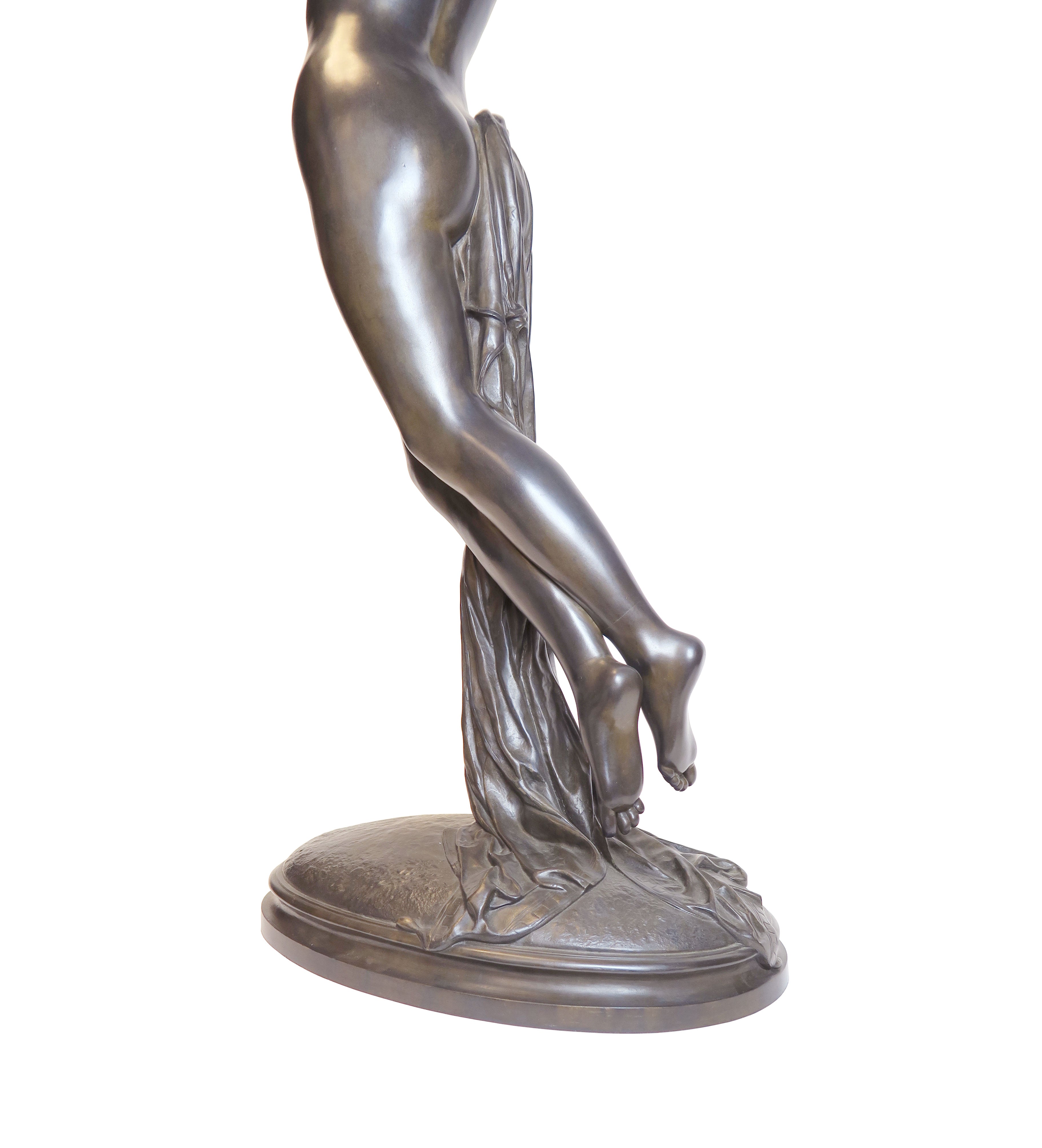 Very Large Early 20th Century French Bronze Figure of a Maiden Signed Collet