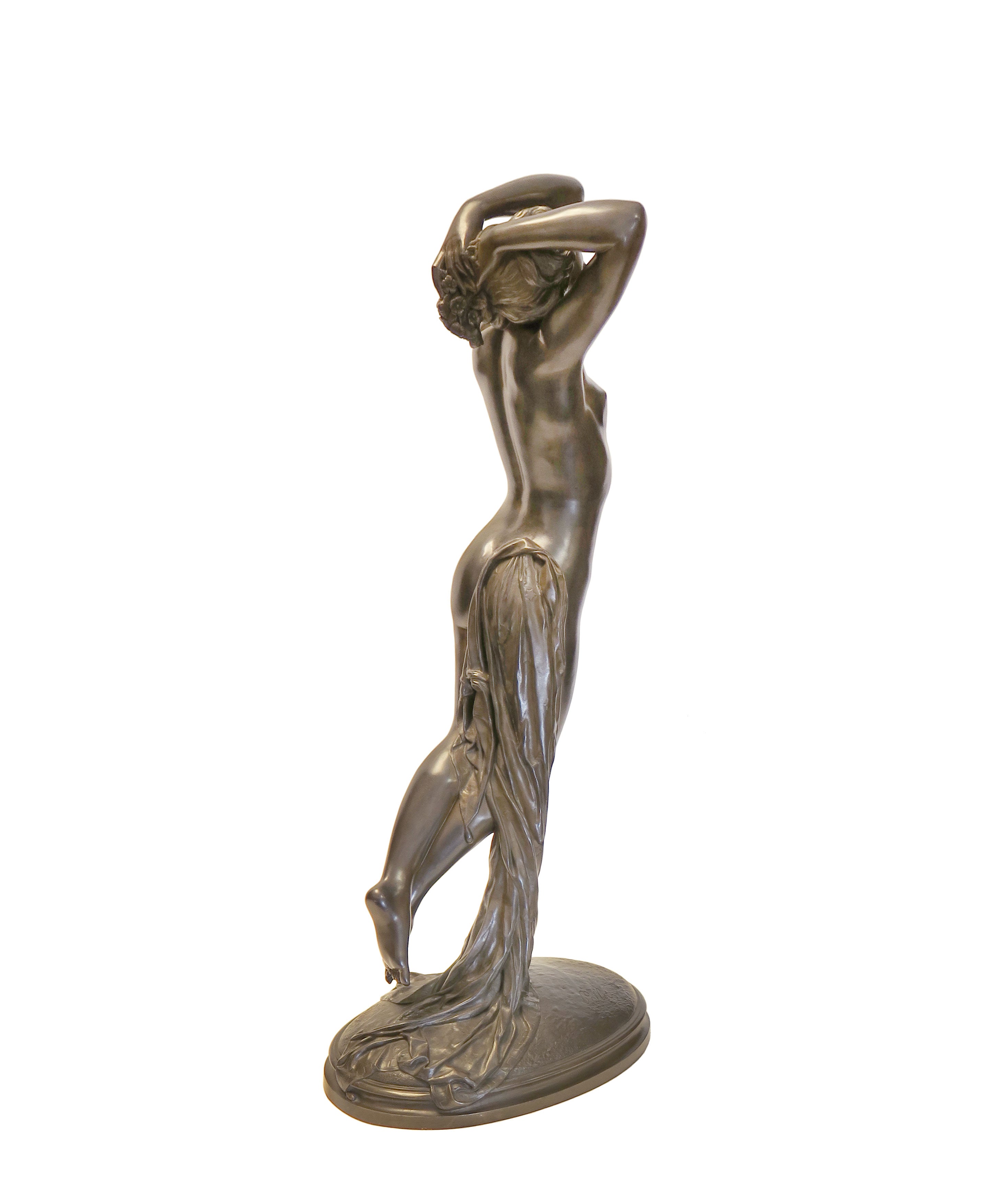 Very Large Early 20th Century French Bronze Figure of a Maiden Signed Collet