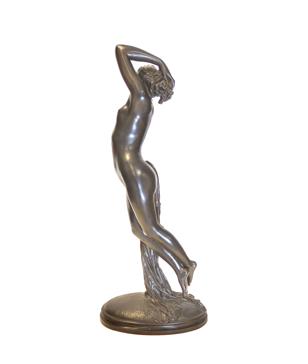Very Large Early 20th Century French Bronze Figure of a Maiden Signed Collet