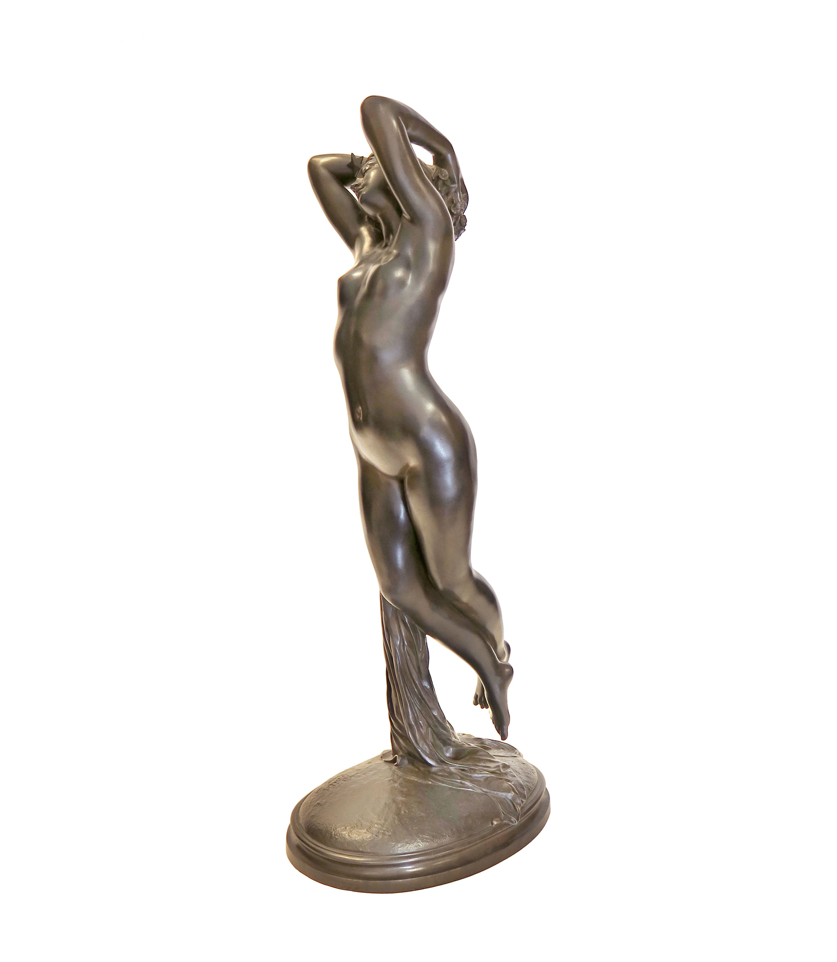 Very Large Early 20th Century French Bronze Figure of a Maiden Signed Collet