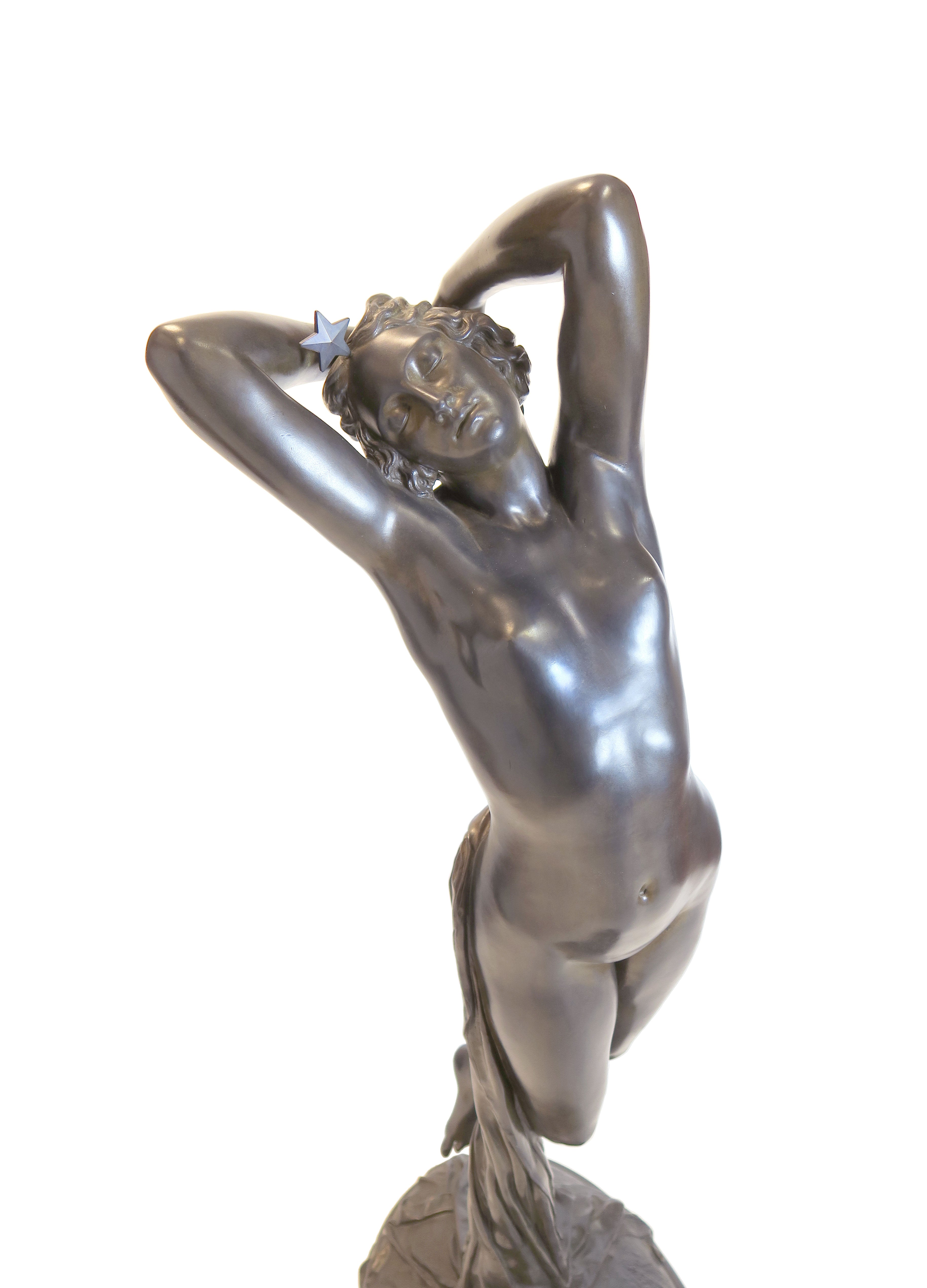 Very Large Early 20th Century French Bronze Figure of a Maiden Signed Collet