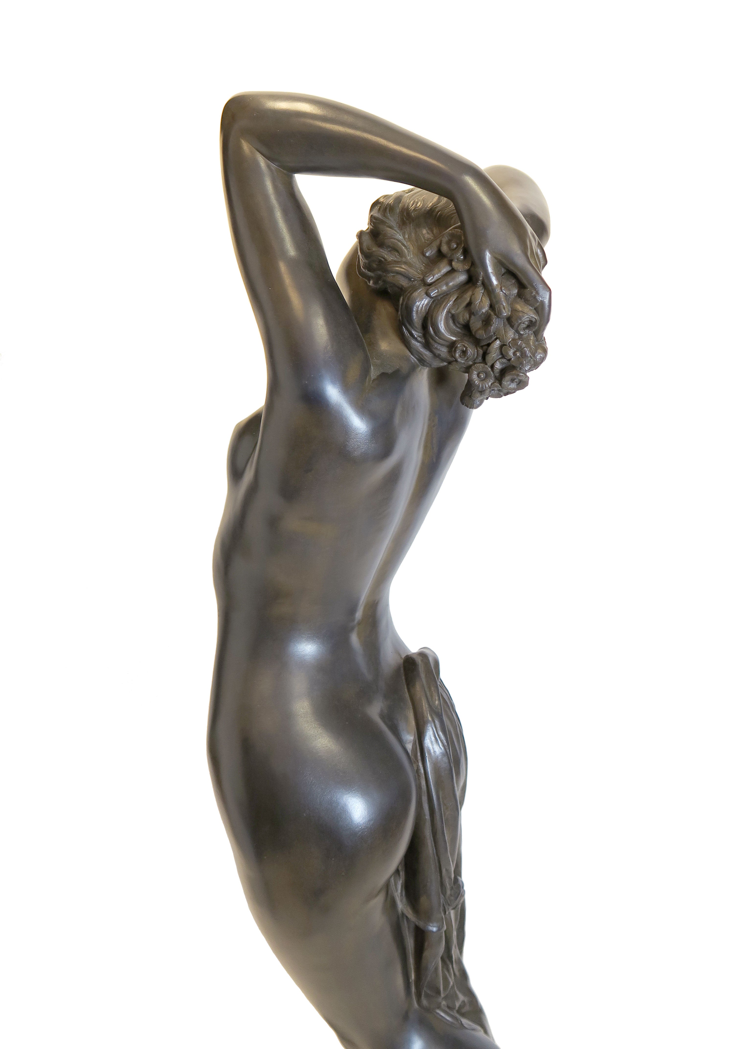 Very Large Early 20th Century French Bronze Figure of a Maiden Signed Collet