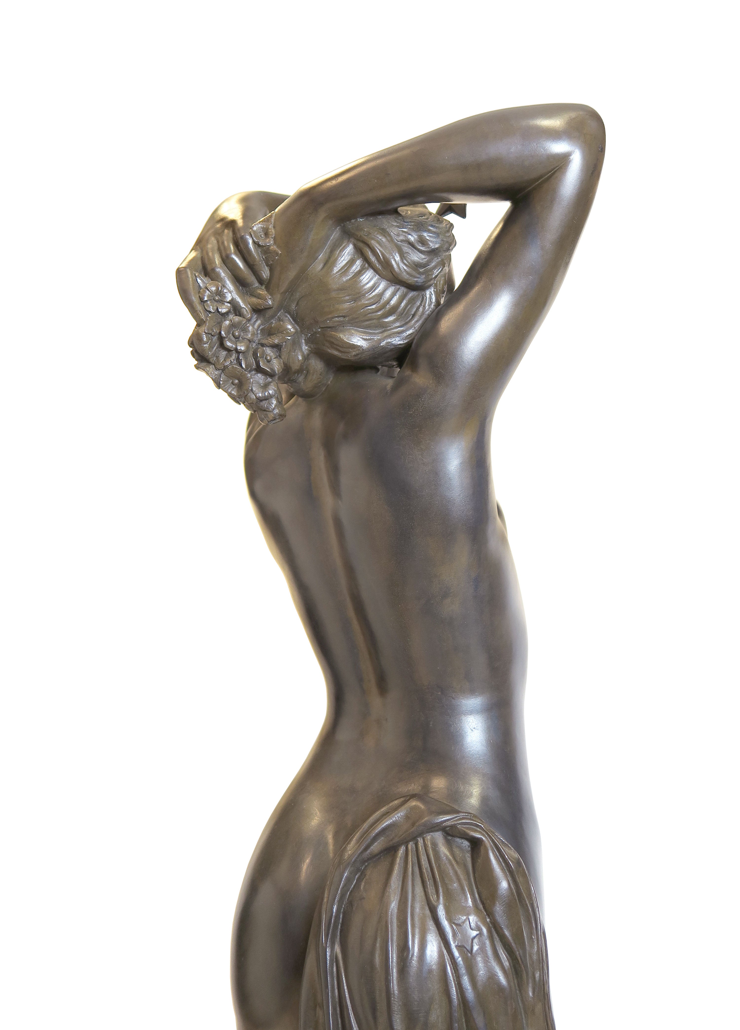 Very Large Early 20th Century French Bronze Figure of a Maiden Signed Collet