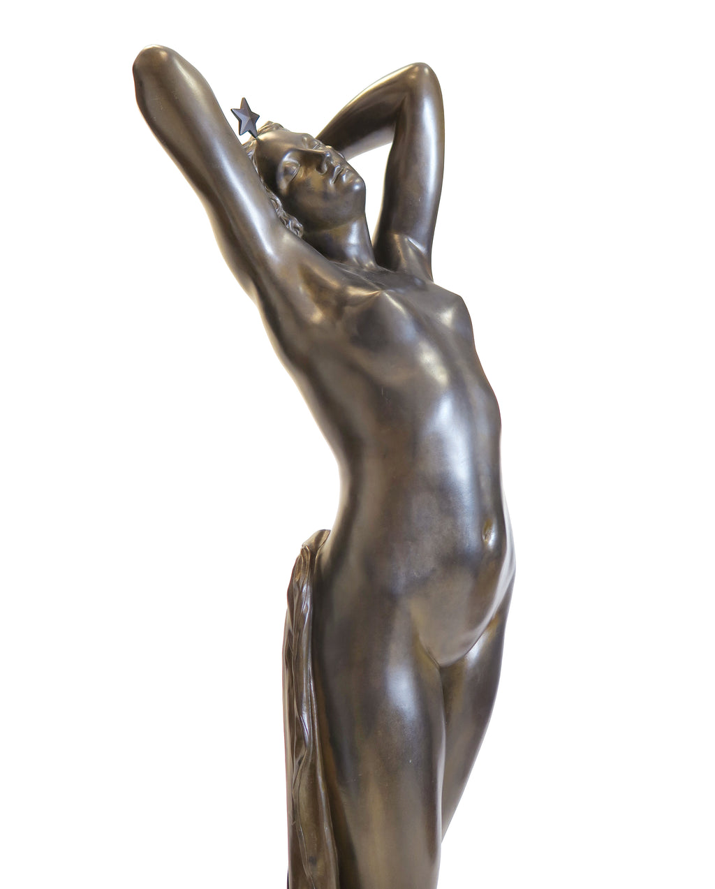 Very Large Early 20th Century French Bronze Figure of a Maiden Signed Collet