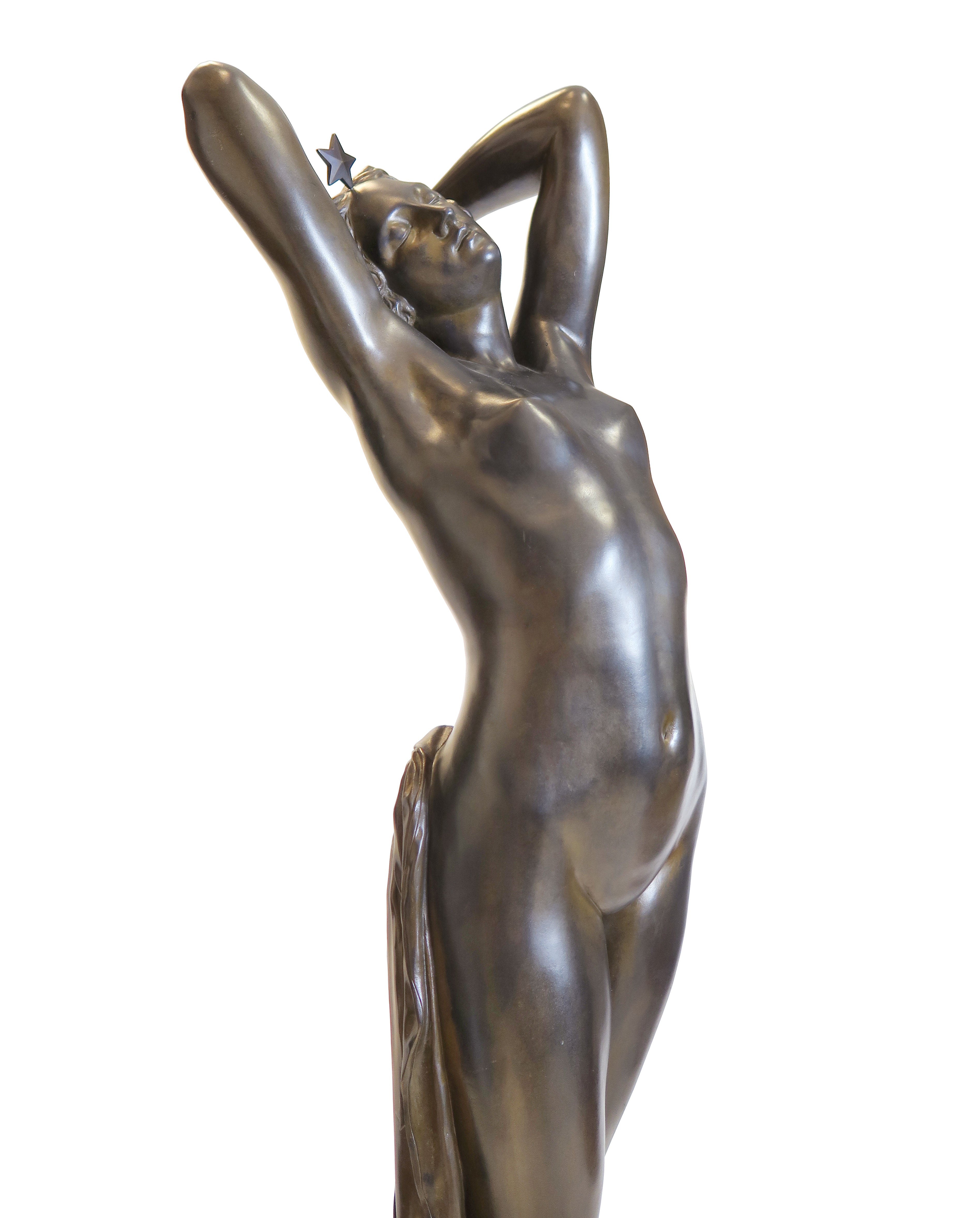 Very Large Early 20th Century French Bronze Figure of a Maiden Signed Collet