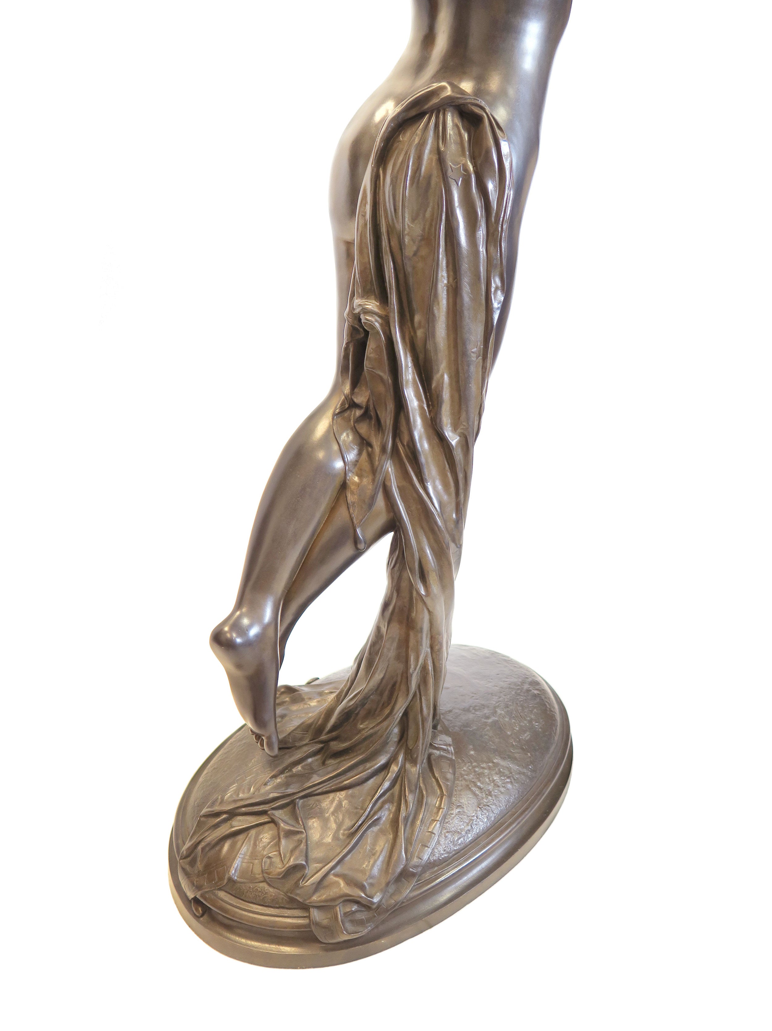 Very Large Early 20th Century French Bronze Figure of a Maiden Signed Collet