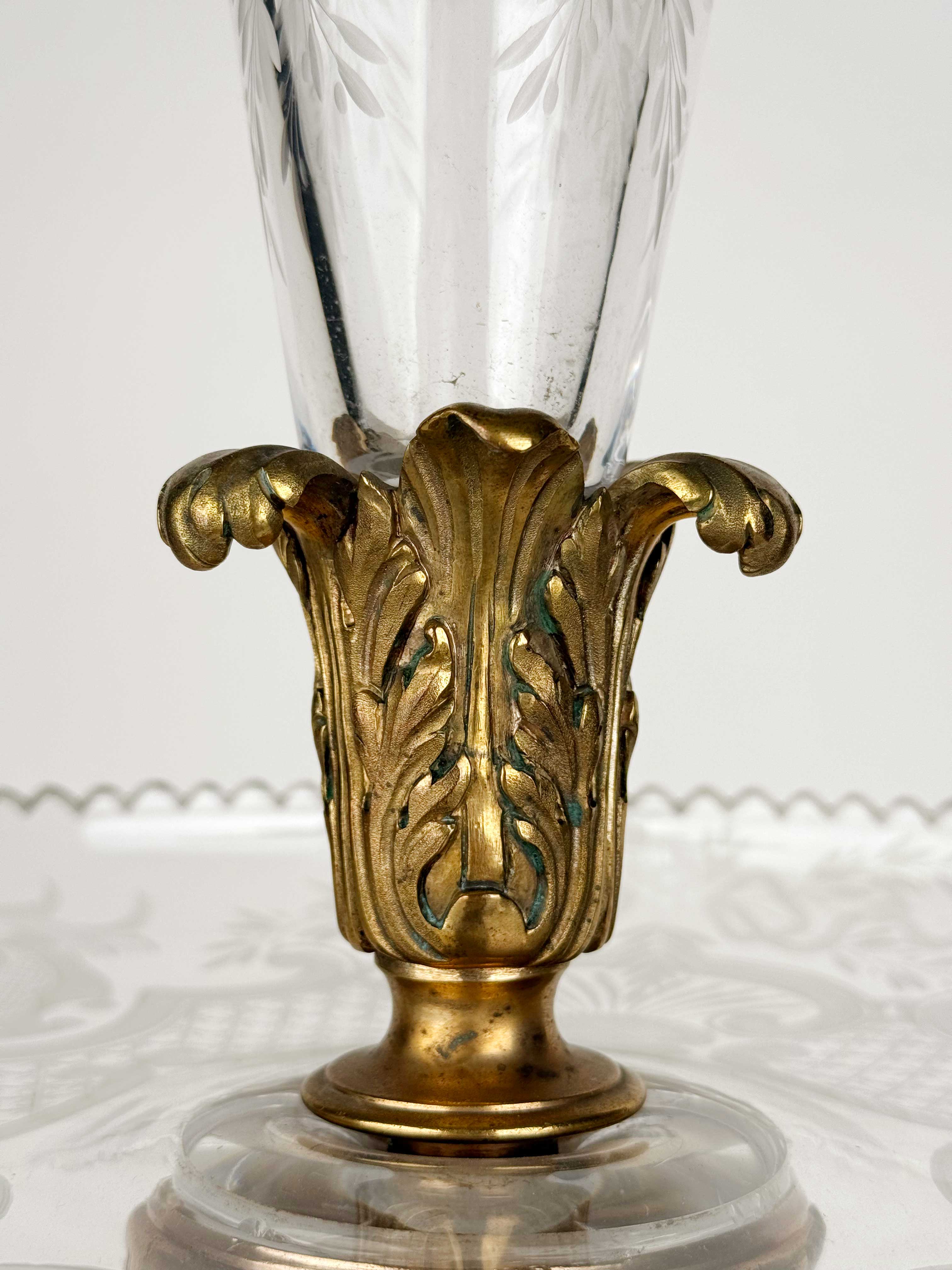 A Christofle Very Large 19th Century French Gilt Bronze & Crystal Centerpiece