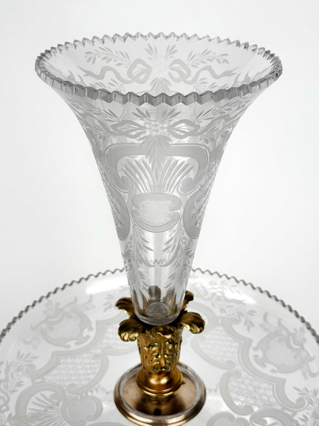 A Christofle Very Large 19th Century French Gilt Bronze & Crystal Centerpiece