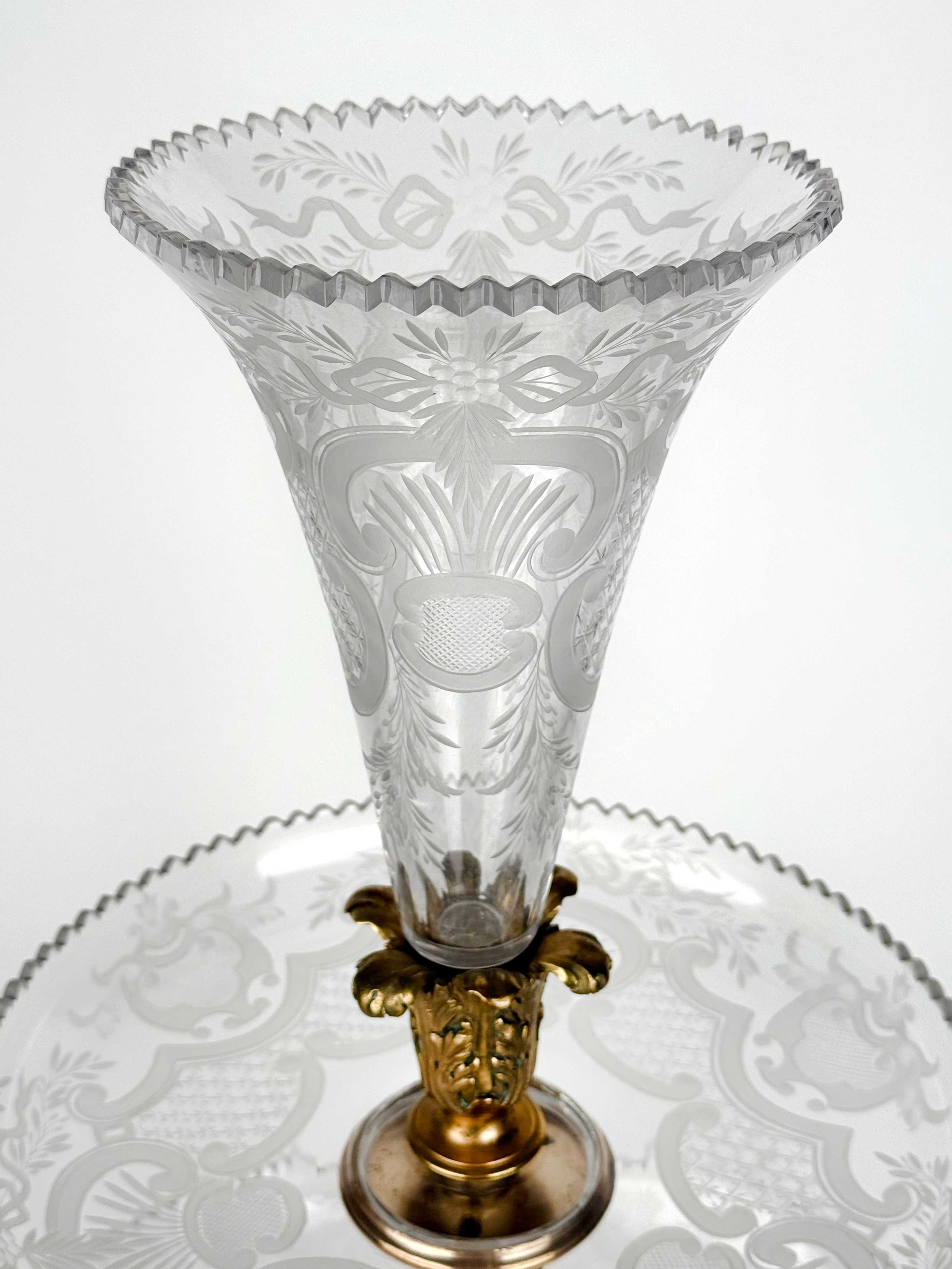 A Christofle Very Large 19th Century French Gilt Bronze & Crystal Centerpiece