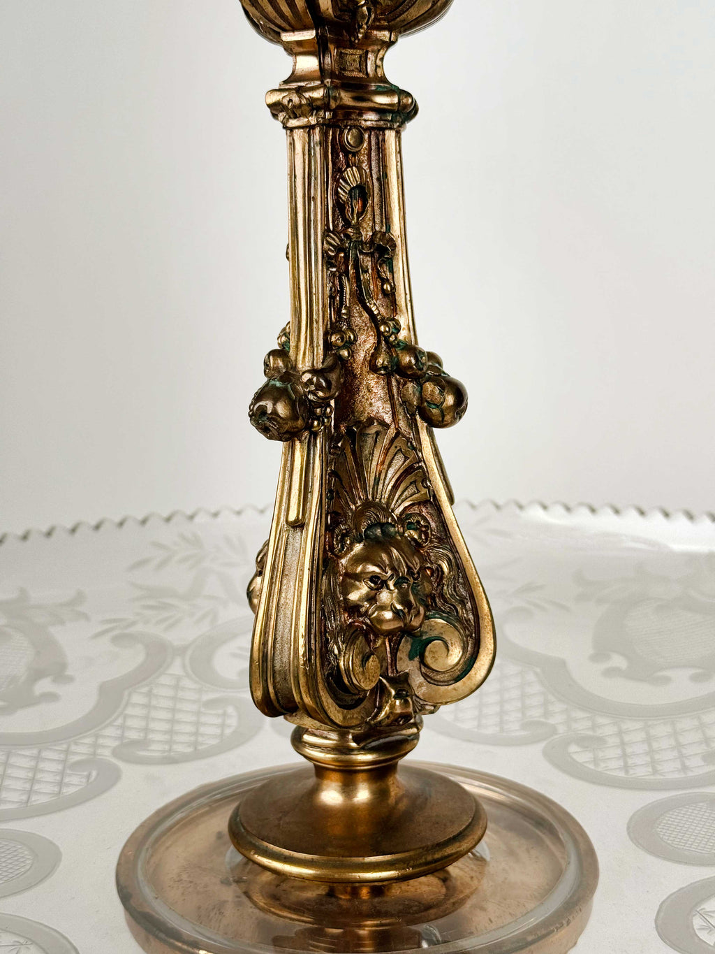 A Christofle Very Large 19th Century French Gilt Bronze & Crystal Centerpiece