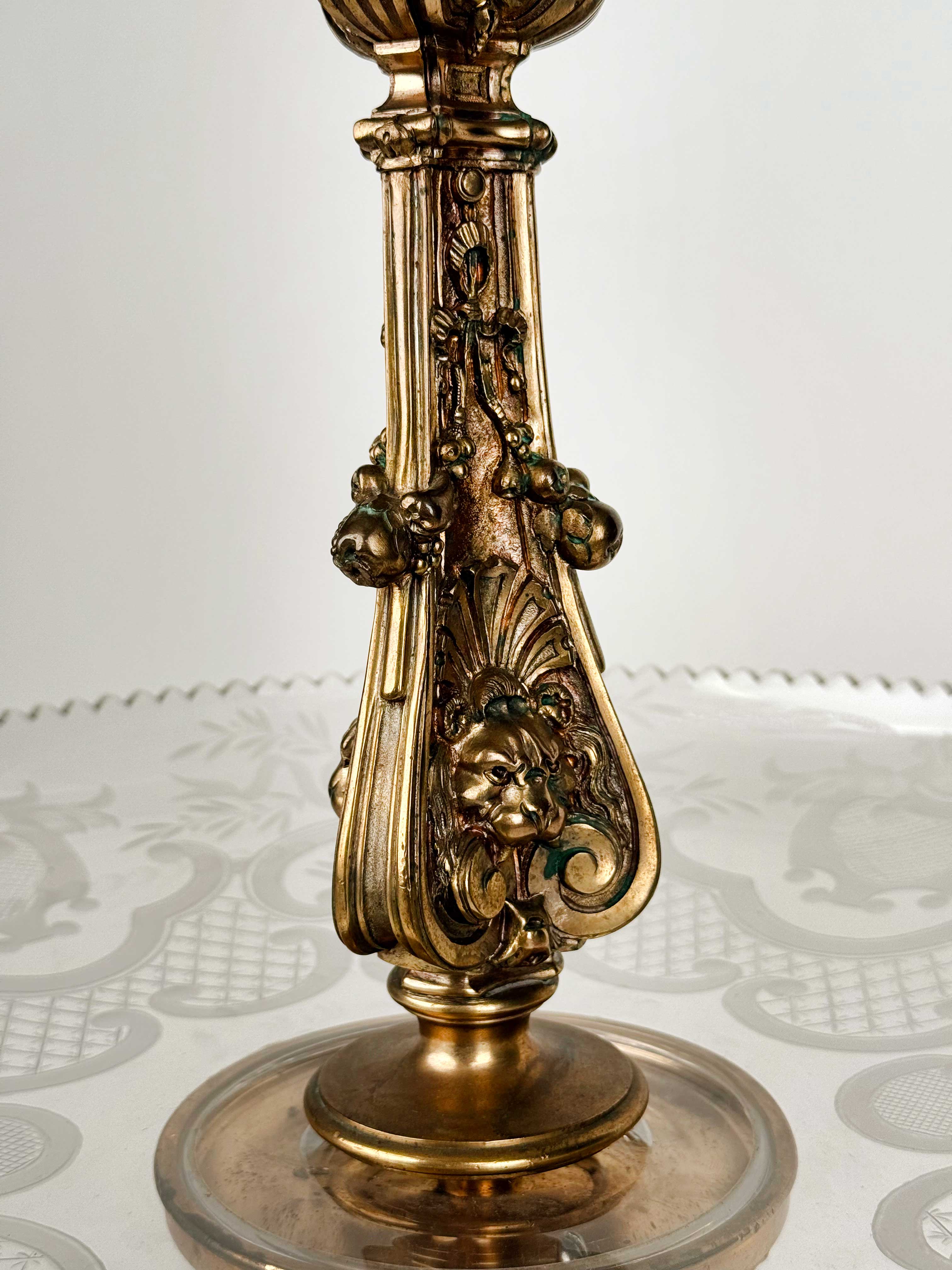 A Christofle Very Large 19th Century French Gilt Bronze & Crystal Centerpiece