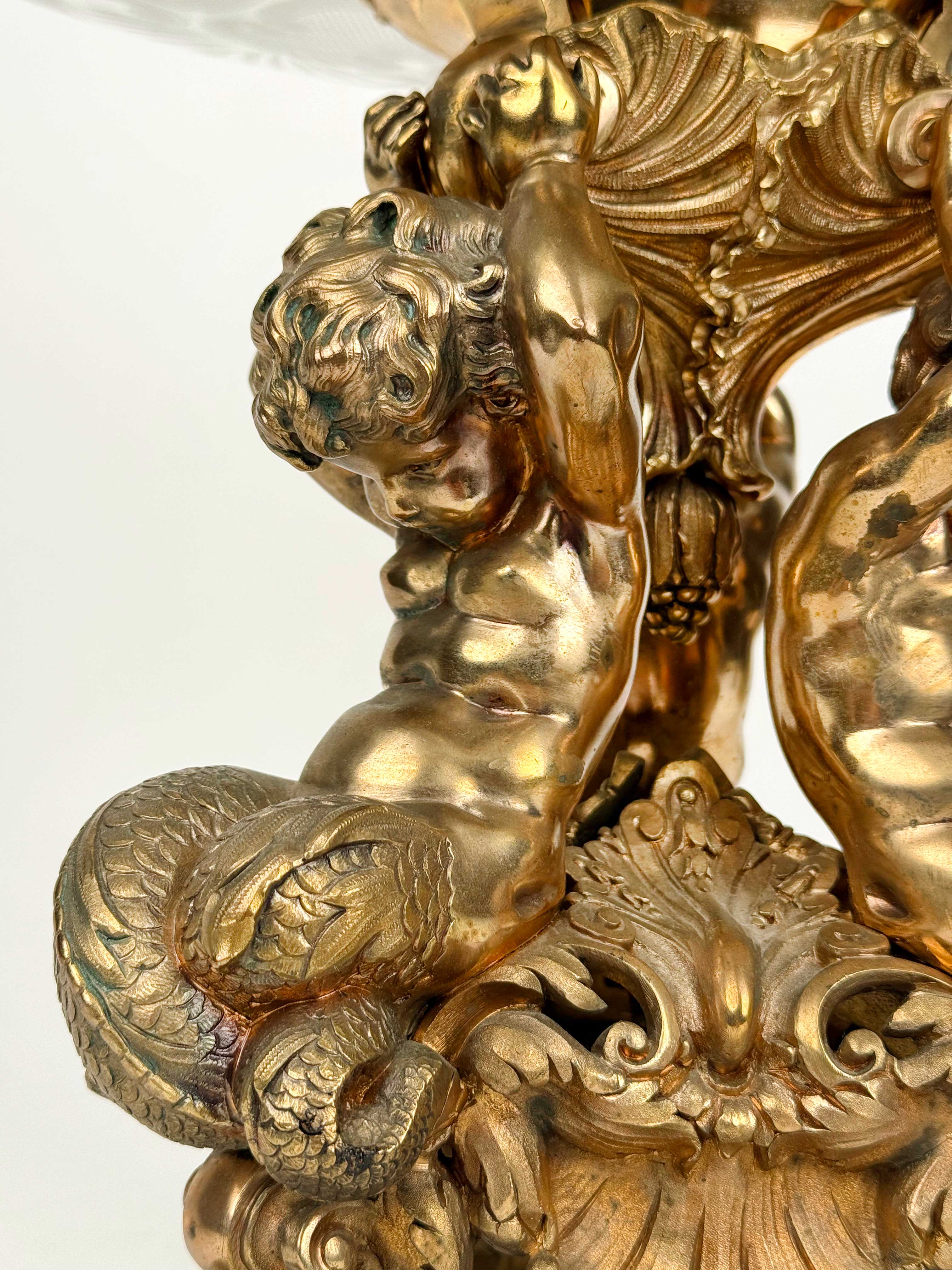 Very Large 19th Century French Gilt Bronze & Crystal Centerpiece By Christofle