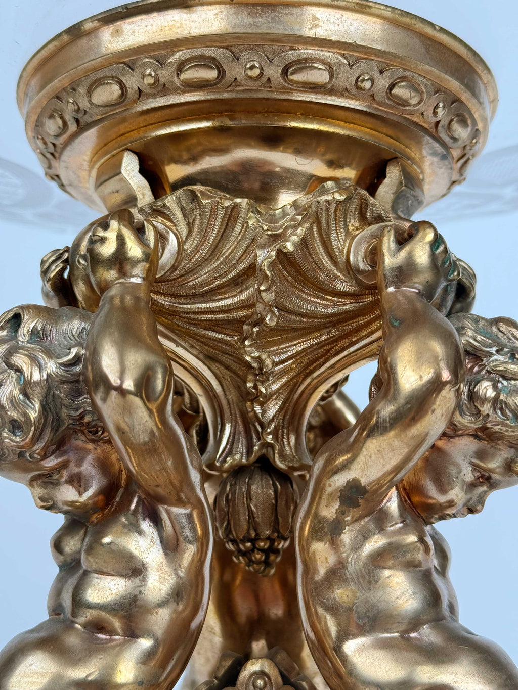 A Christofle Very Large 19th Century French Gilt Bronze & Crystal Centerpiece