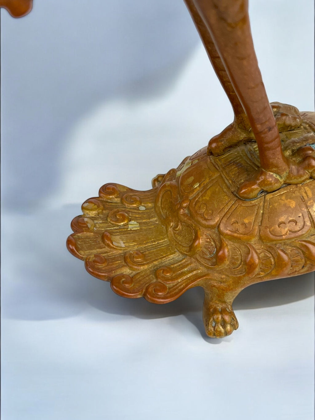 A Pair of French Chinoiserie Patinated Bronze Candle Sticks