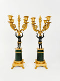 19th Century Pair OF French Empire Patinated & Gilt Bronze Bronze Candelabras