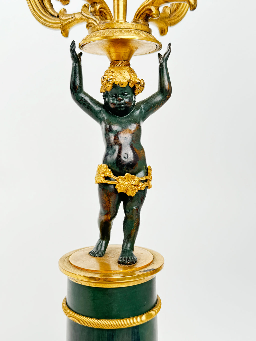 19th Century Pair OF French Empire Patinated & Gilt Bronze Bronze Candelabras