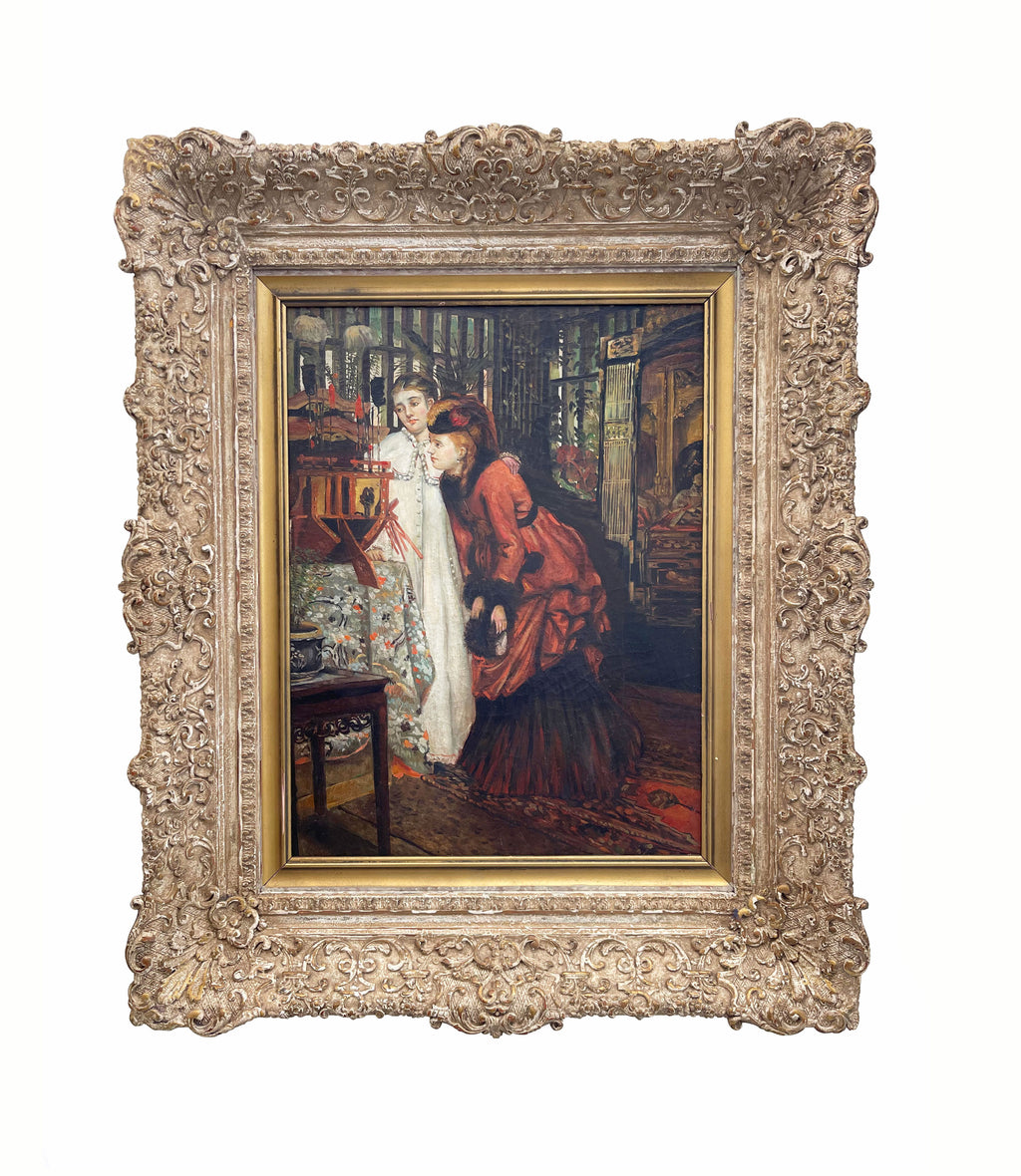 Young Ladies Looking at Japanese Objects - Circle of James Tissot