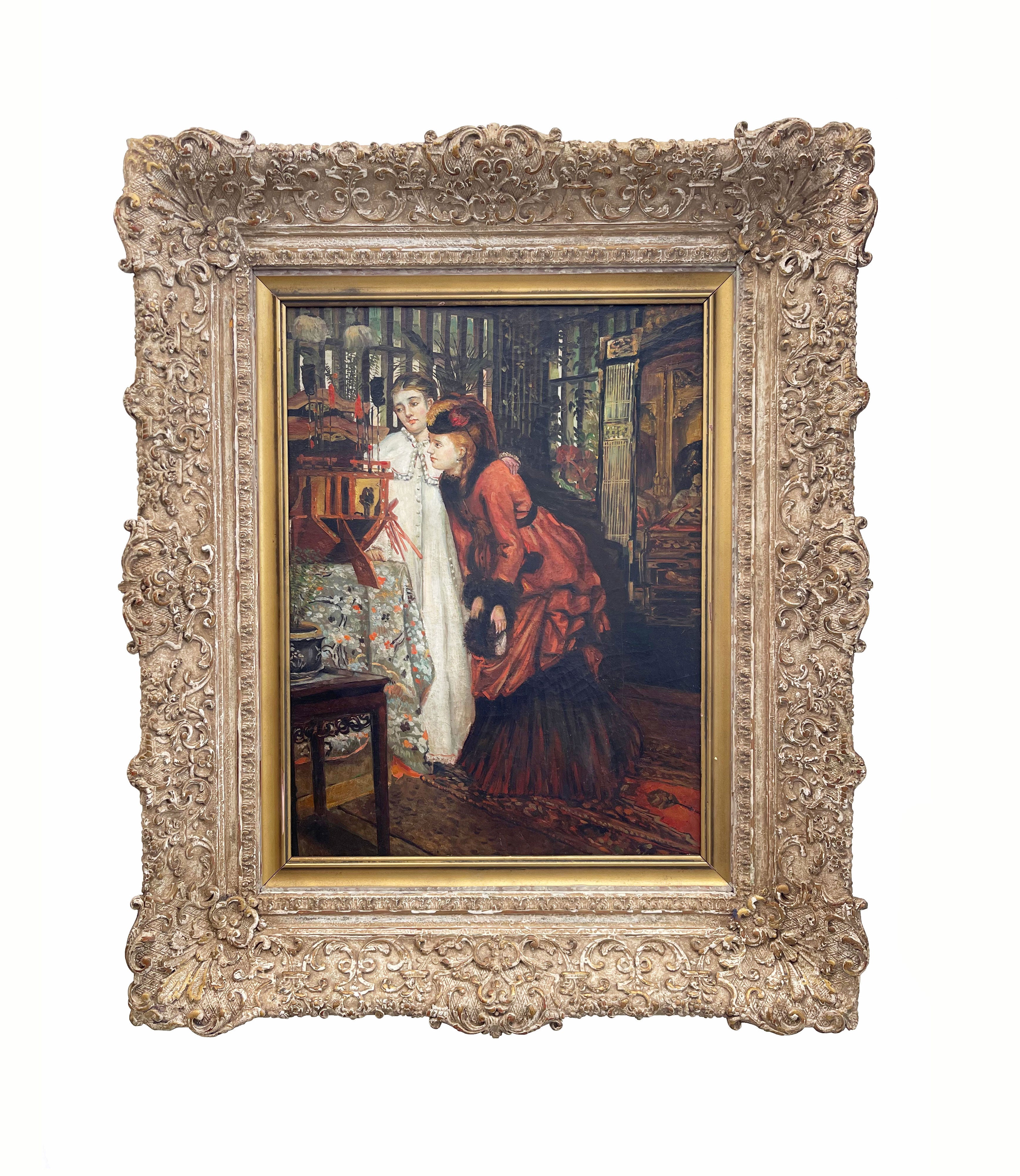 Young Ladies Looking at Japanese Objects - Circle of James Tissot