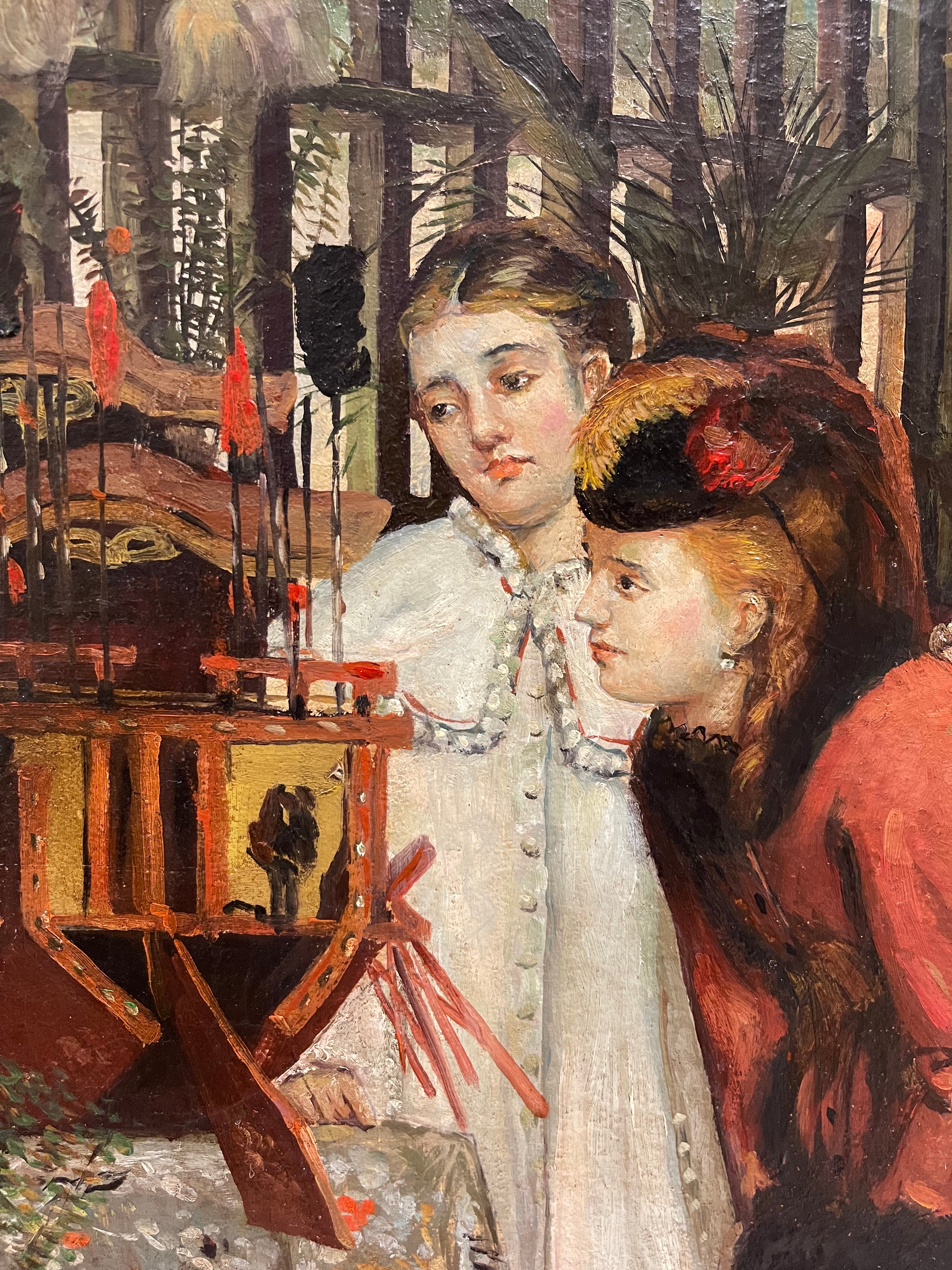 Young Ladies Looking at Japanese Objects - Circle of James Tissot