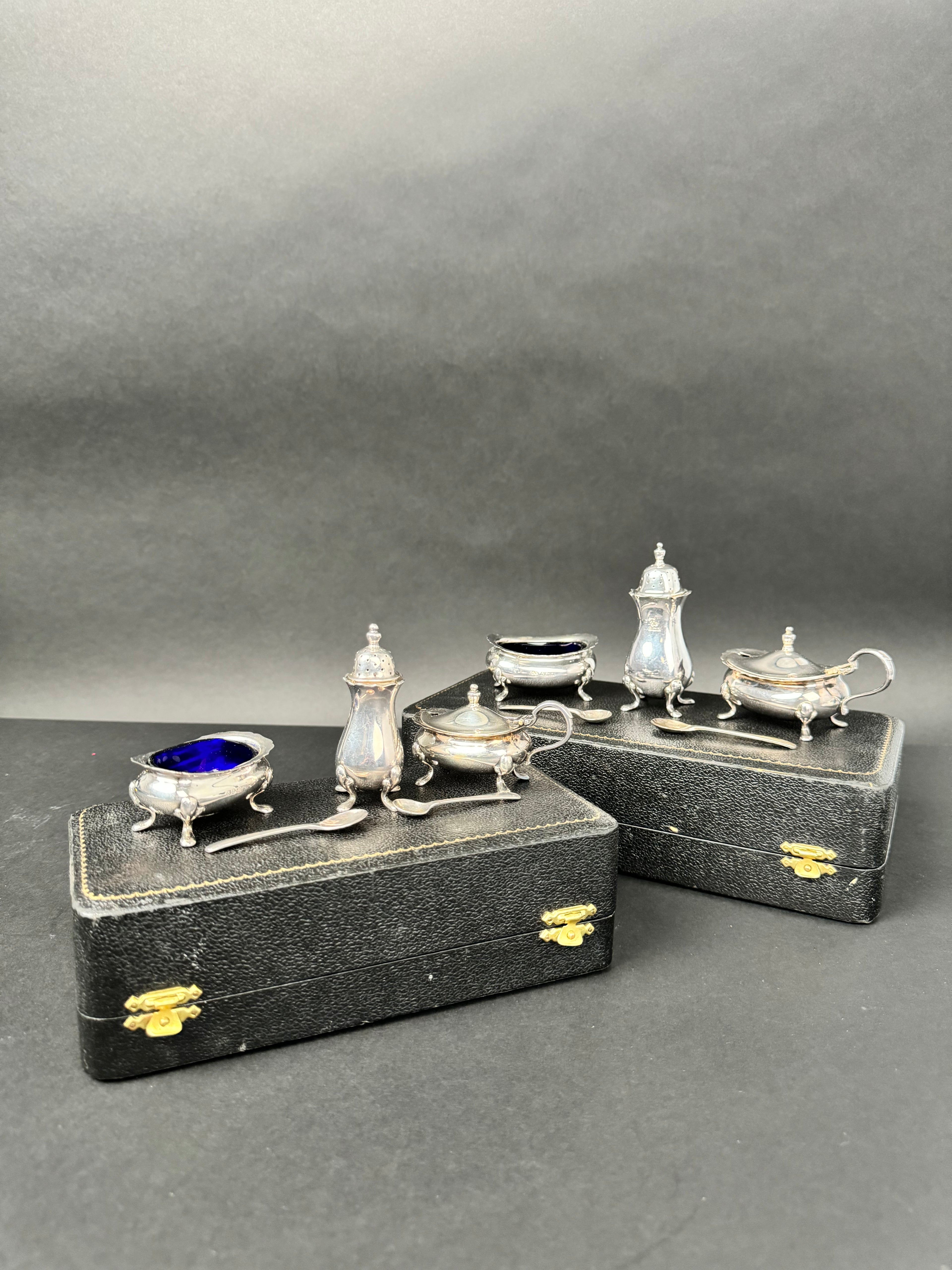 Lot Of 2 Sets Of Harronds Sterling Silver Salt & pepper Cellars