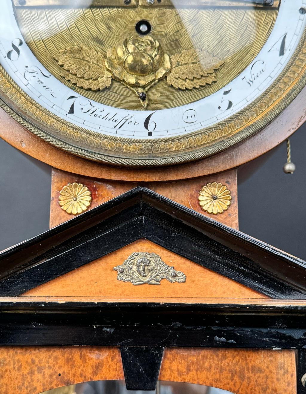 An Austrian Gilt Bronze & Wooden Automaton Mechanical Clock