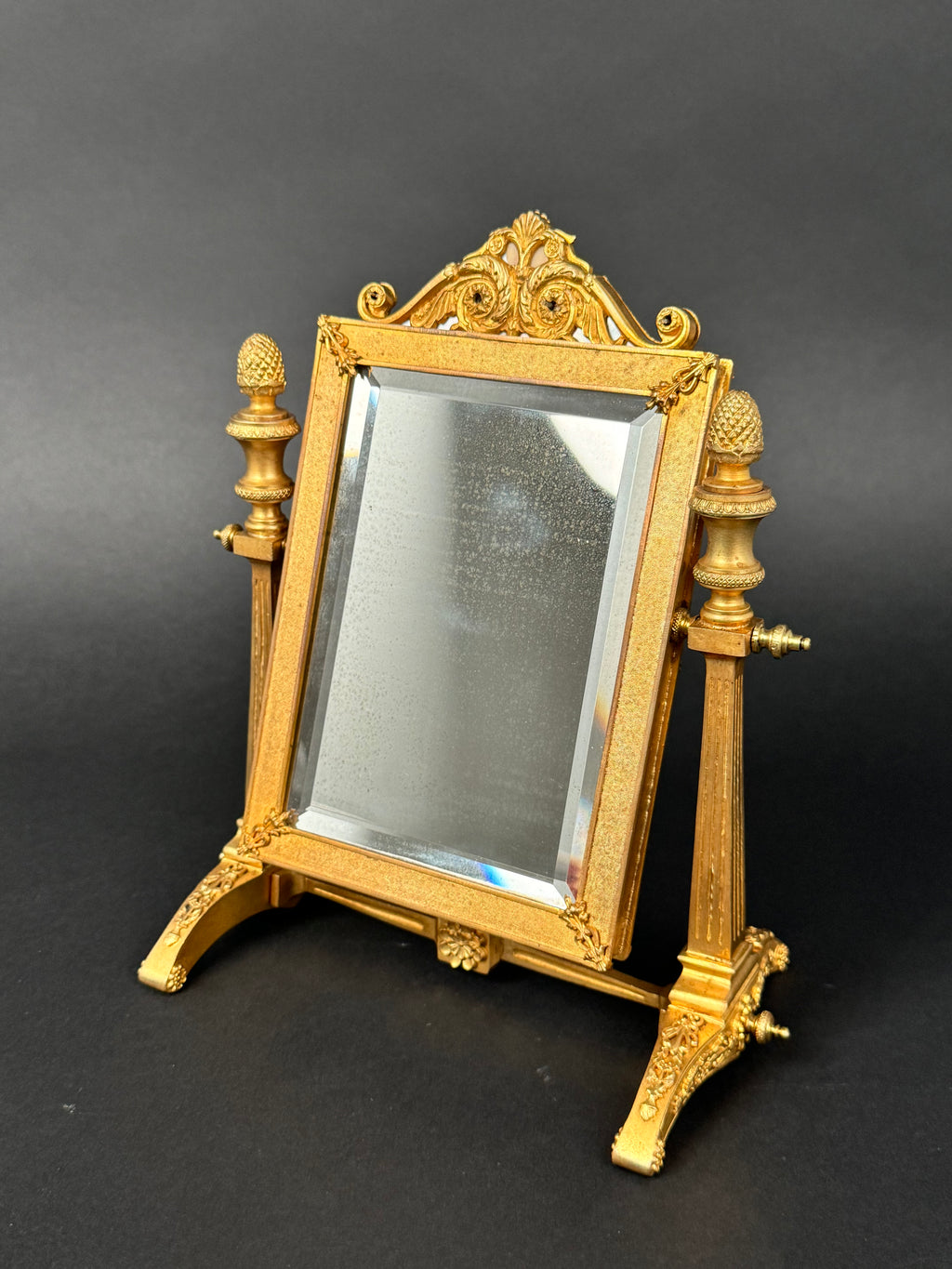 19th Century French Gilt Bronze Table Mirror