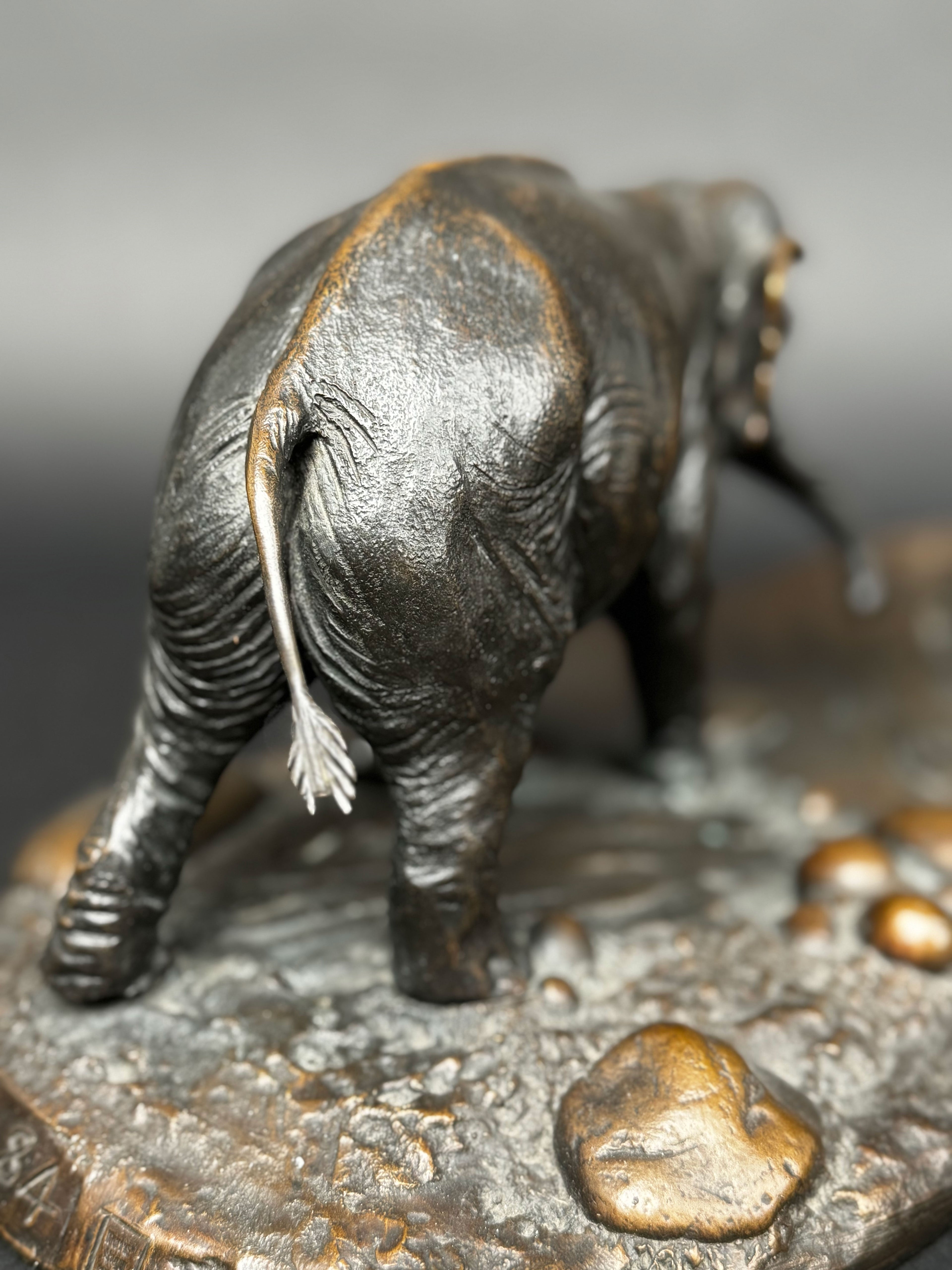 Limited Edition Patinated Bronze Sculpture Of Playing Elephants, 20th Century