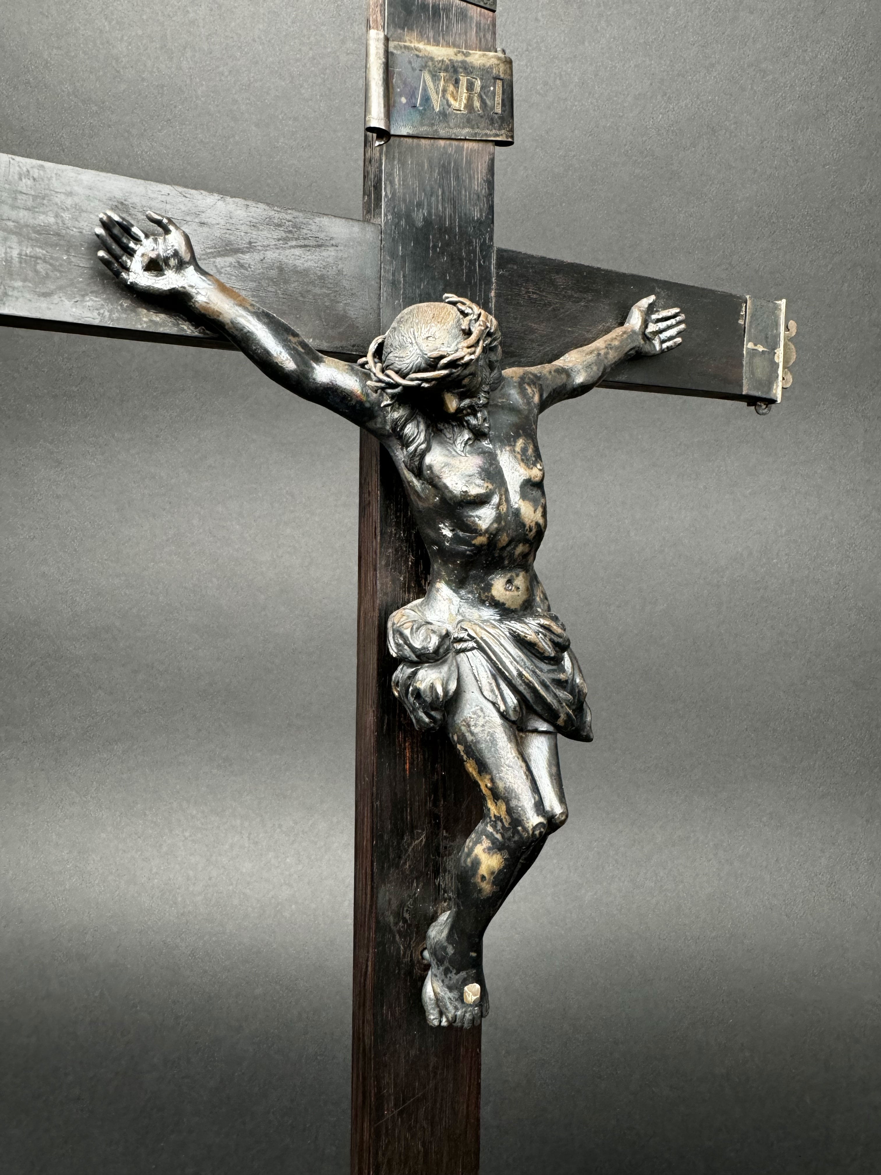 19th Century French Silver Crucifix