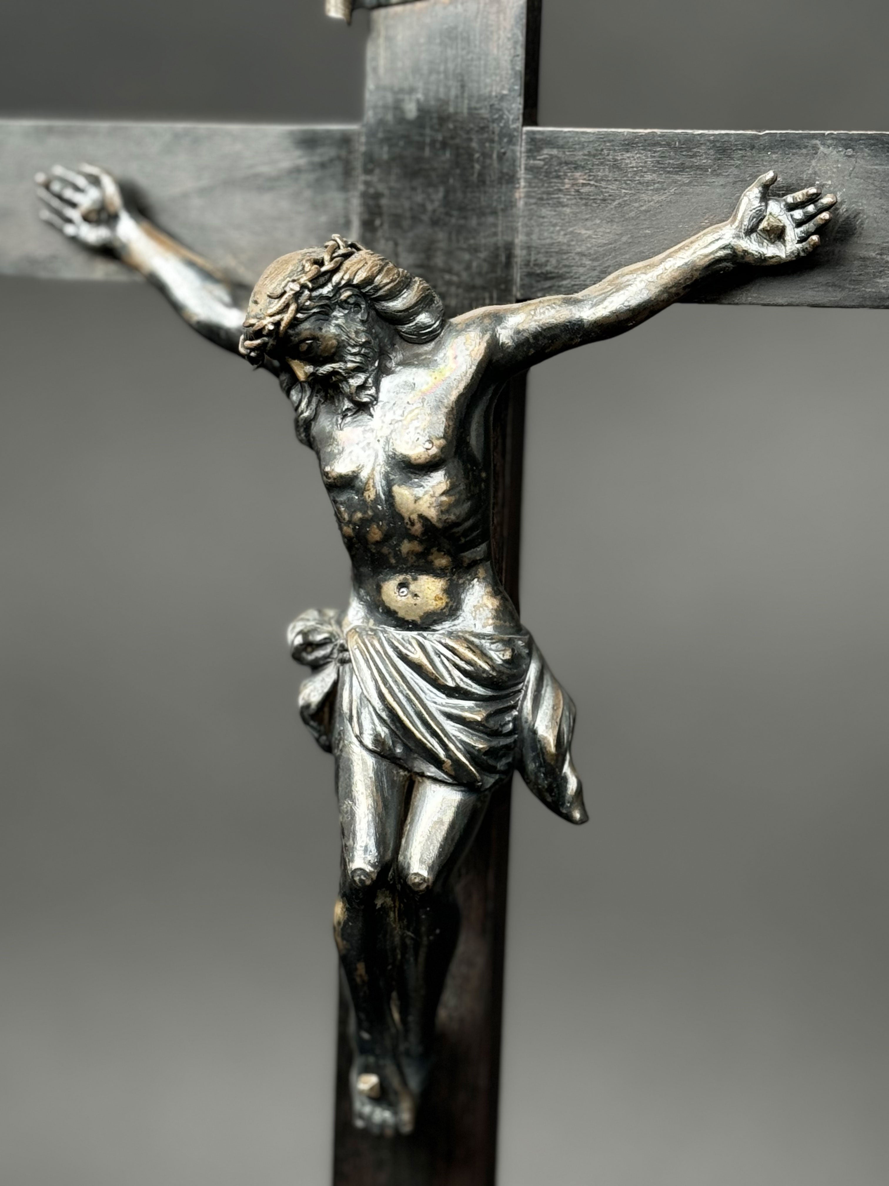 19th Century French Silver Crucifix