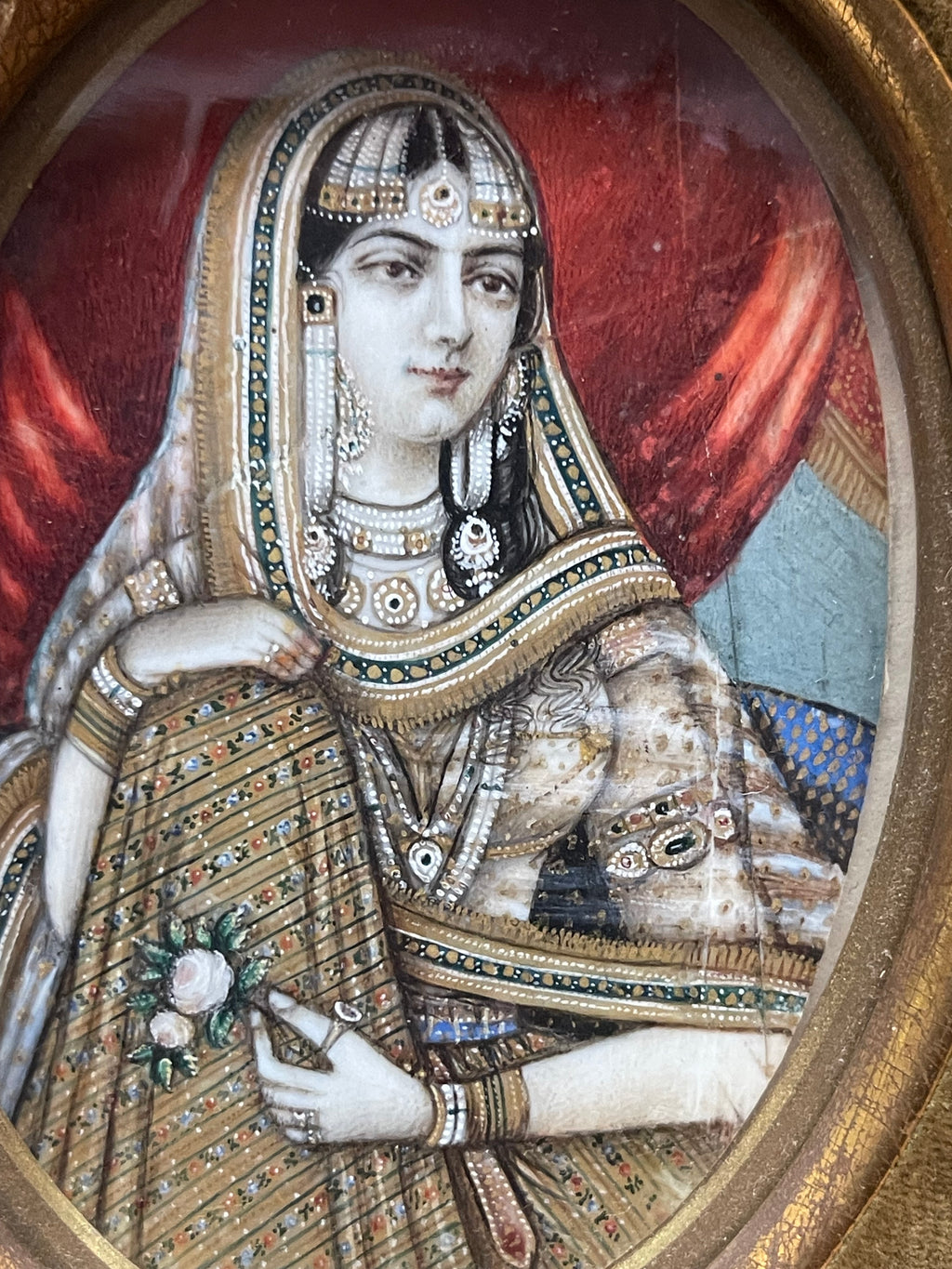 Indian Mughal Period, Pair of Framed Portraits of Emperor Akbar & Princess Mughal