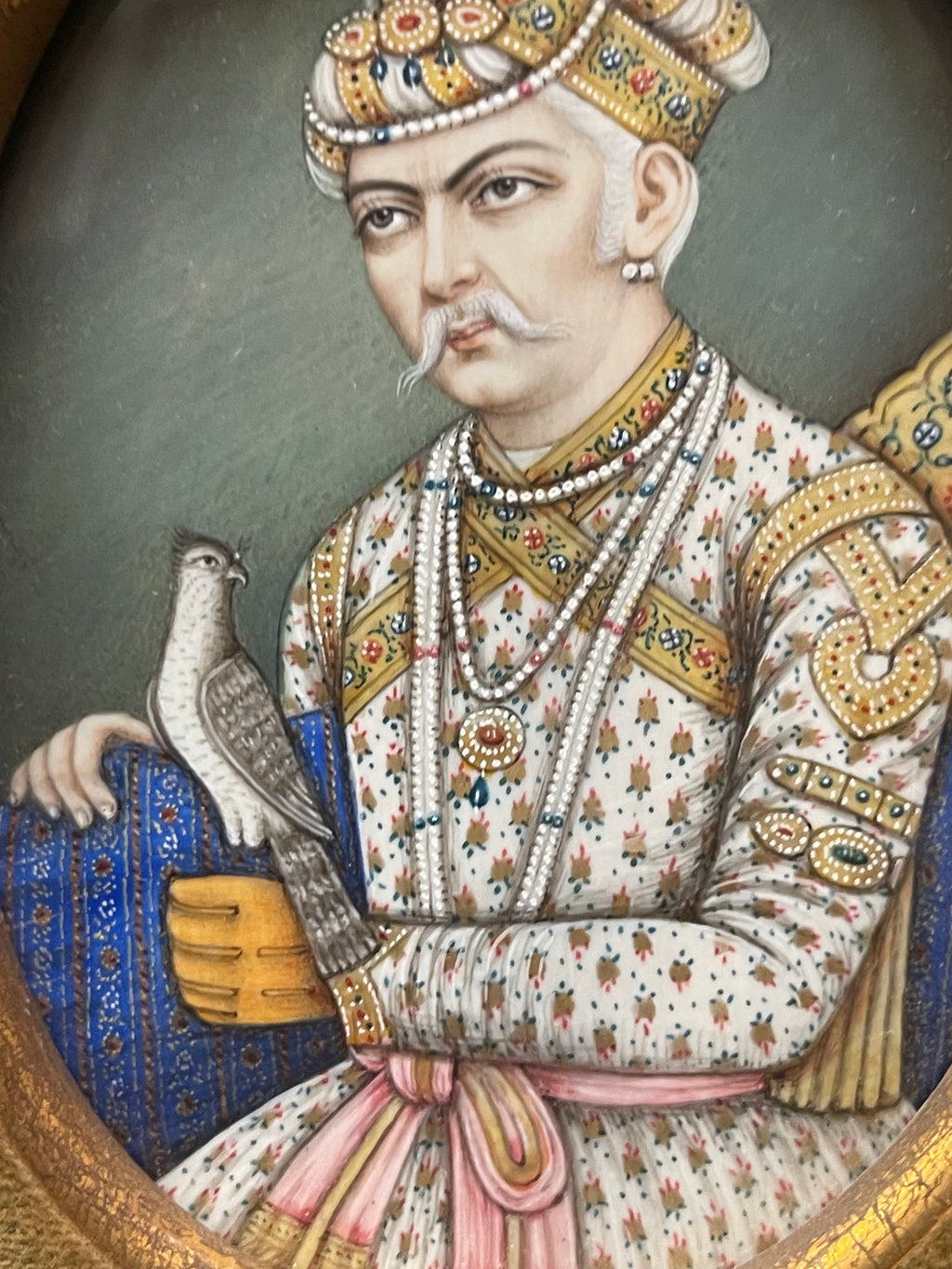 Indian Mughal Period, Pair of Framed Portraits of Emperor Akbar & Princess Mughal