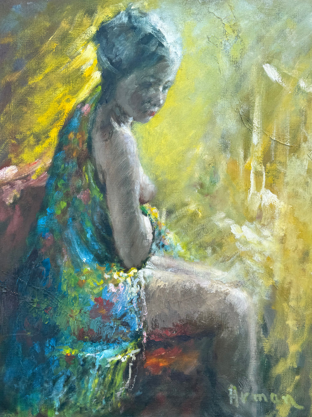 Massis Armen Bahador (Armenian, 1910–1999) Seated Female Figure, Oil on Canvas